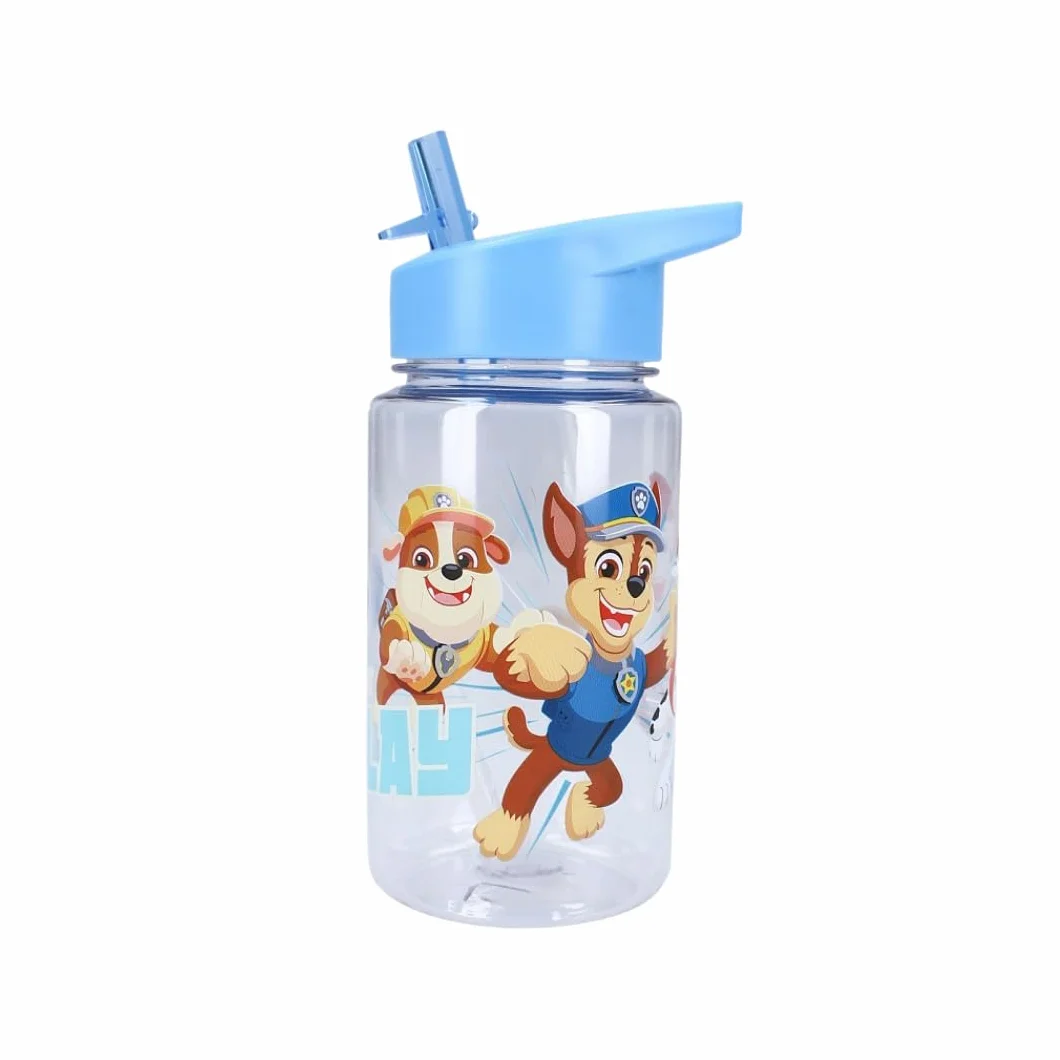 Butelka do picia dla chłopców, Psi Patrol, przezroczysta, z tworzywa sztucznego, dla dzieci, przedszkola, szkoły, na urlop, posiłek, 12 cm, 450 ml, nawilżająca, pomysł na prezent