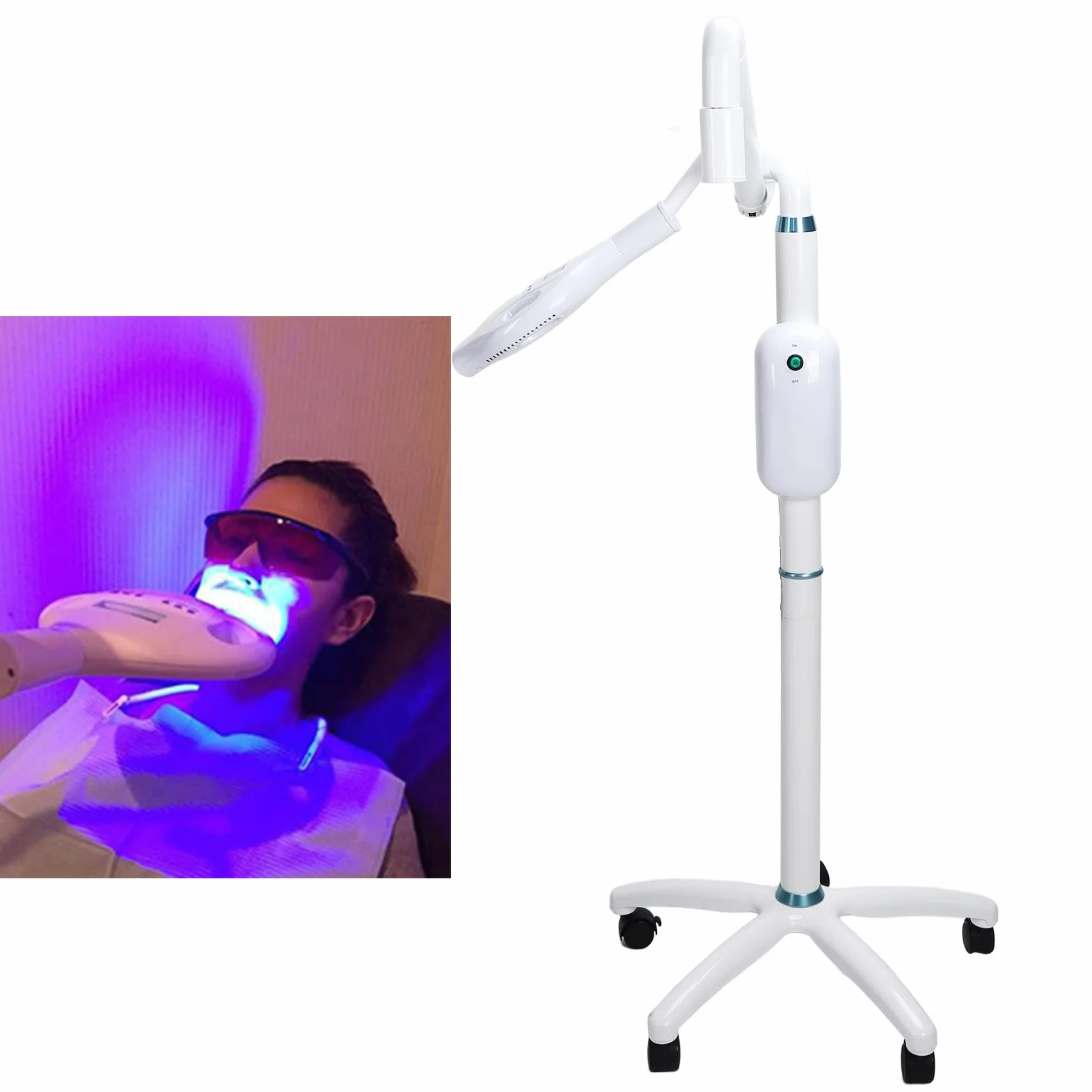 Lampa Do Wybielania Zębów, Klinika Regulowana Lampa Do Wybielania Zębów Z 5 Uniwersalnymi Kółkami Ruchoma Lampa Do Wybielania Zębów Dentystycznych(UE)