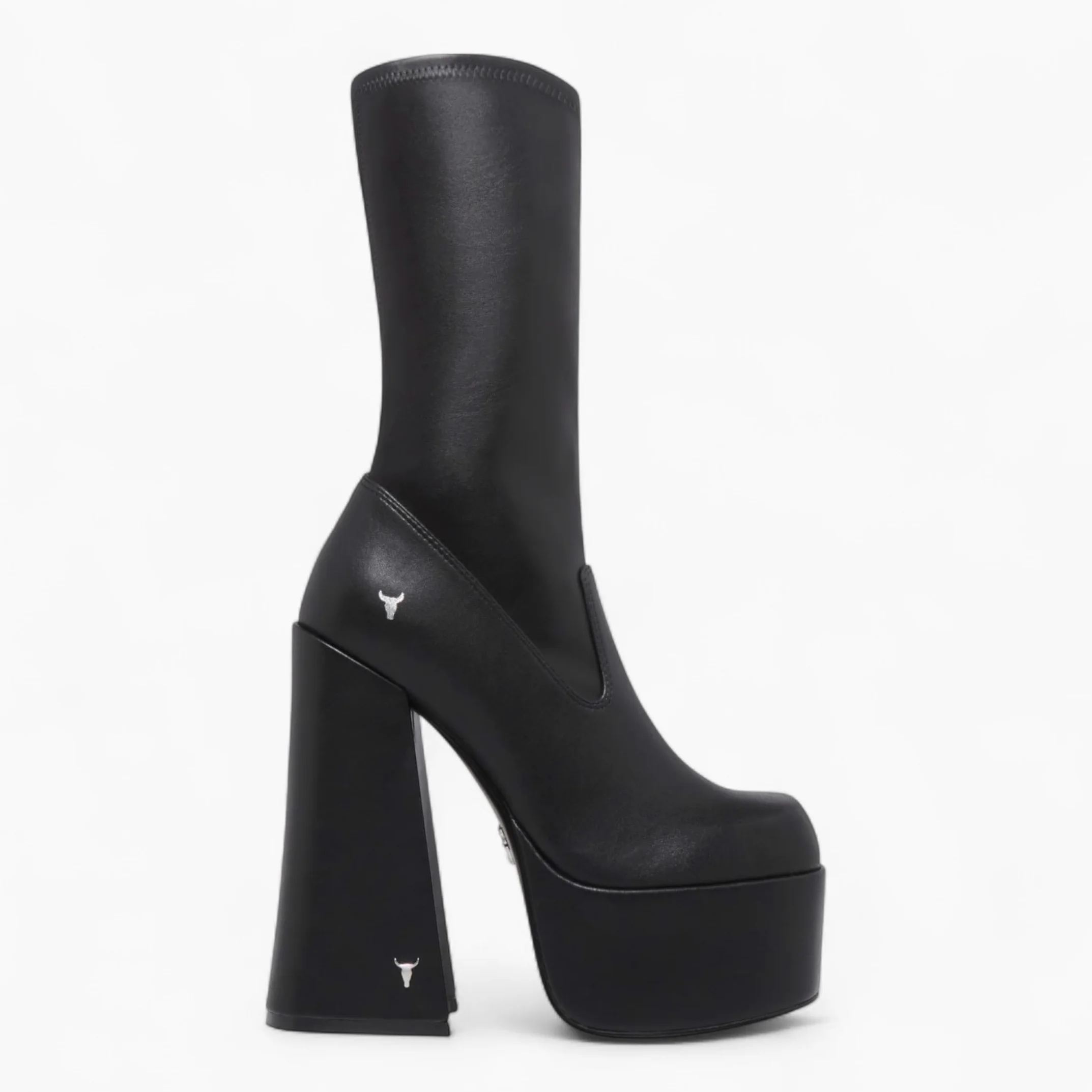 Windsorsmith damskie czarne skarpety do połowy łydki na platformie gotyckie buty na obcasie
