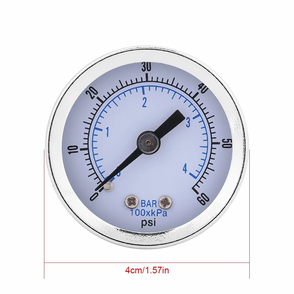 Luftdruckmesser, 0-60 psi 0-4 bar 1/8"BSPT Manometer Manometer für Wasser Luft Öl Messgerät