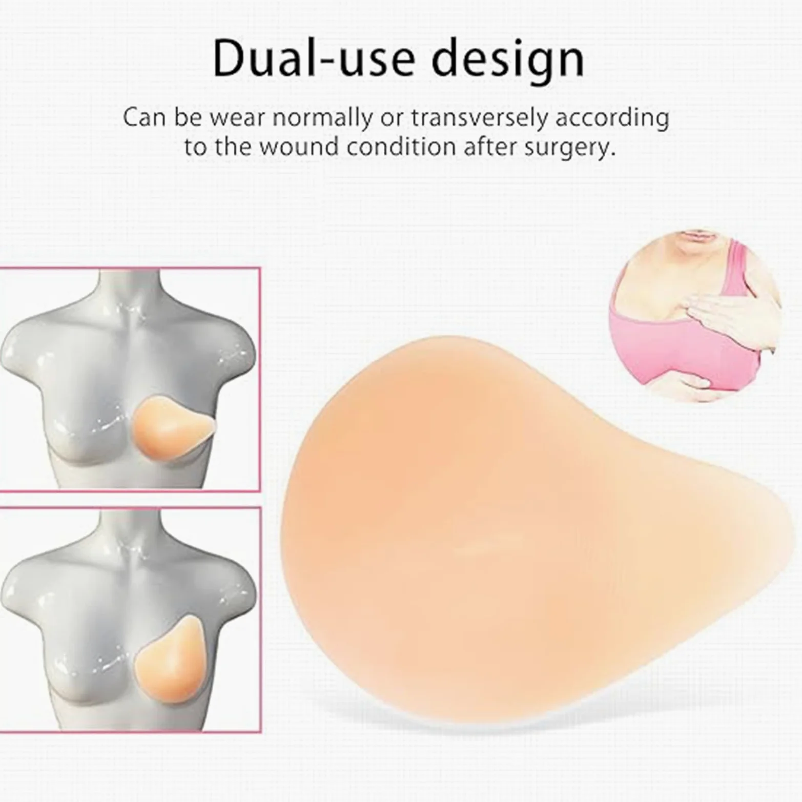 DD/cup（900g/pair）,OSEMISS Jedna para asymetrycznych samoprzylepnych wkładek do biustonosza silikonowe formy piersi dla transwestytów mastektomii transseksualistów cosplay