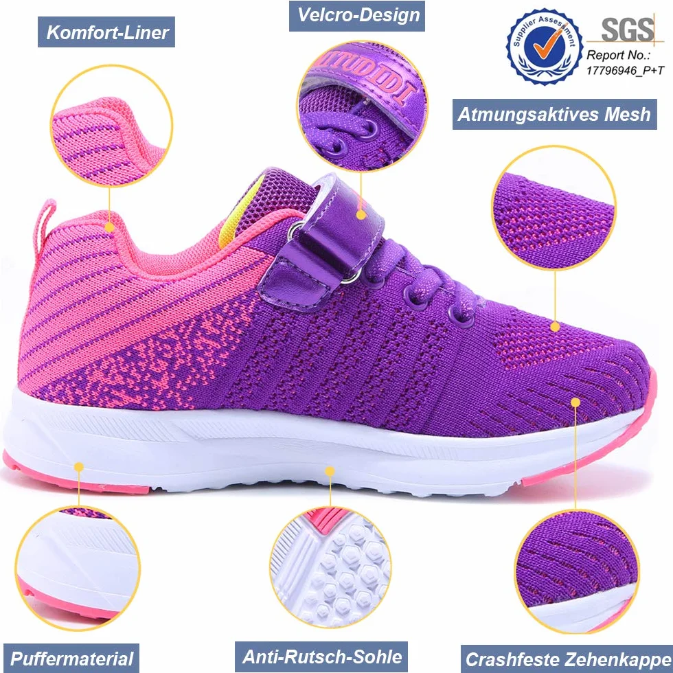 Mitudidi Unisex dziecięce buty sportowe, buty halowe, lekkie, oddychające, buty do biegania, sneakersy dla chłopców i dziewczynek 26-37