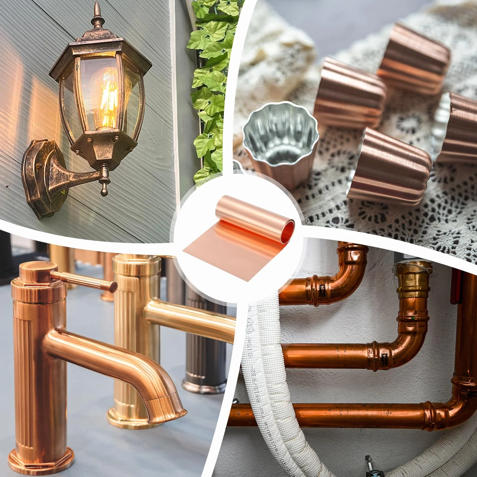 QUARKZMAN Czysta blacha miedziana, rolka 0,05 mm, grubość 29 Ga T2, blacha miedziana 1070 mm x 102 mm x 102 mm, paski miedziane, miękka miedź, folia metalowa, płyta do majsterkowania, naprawy domu