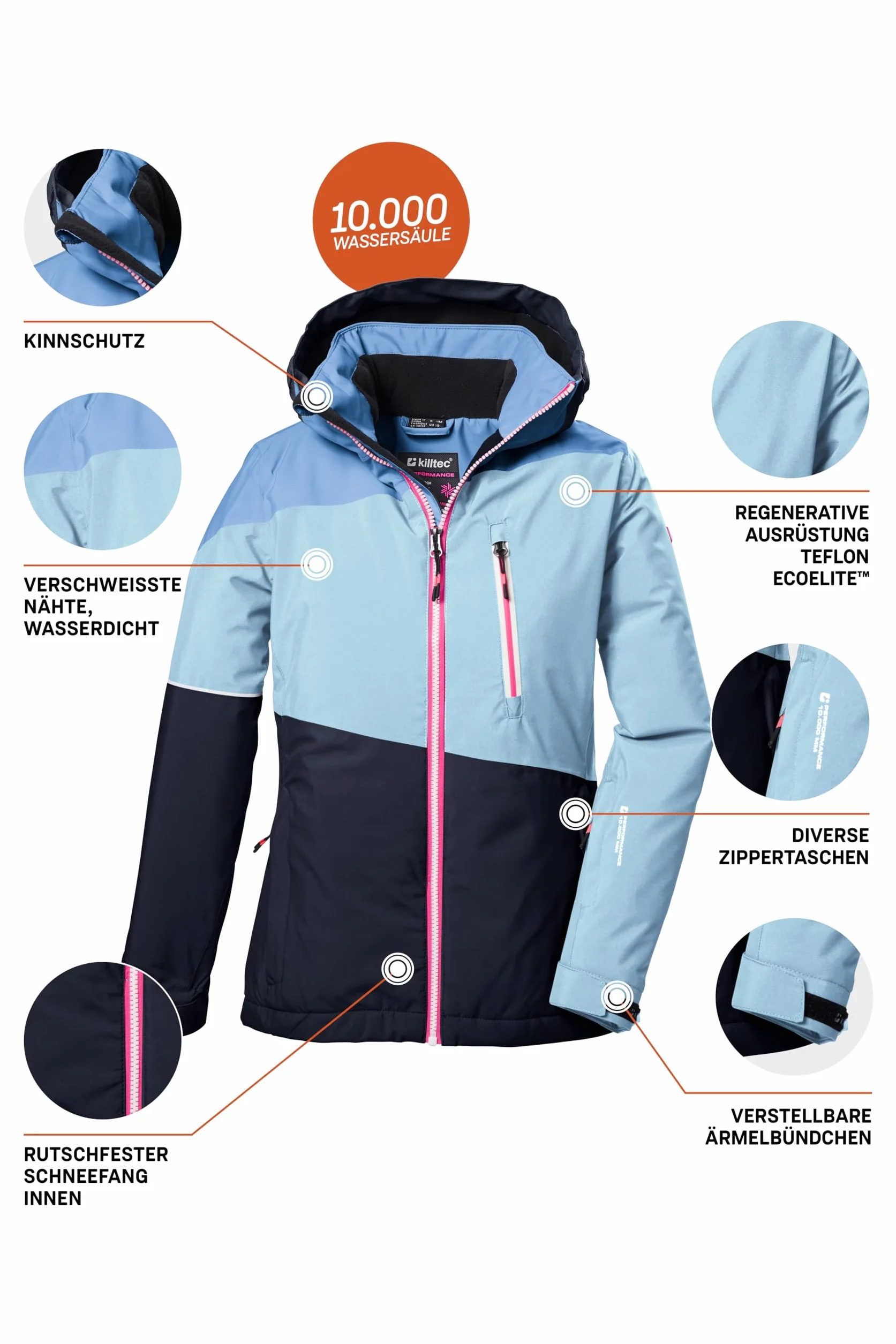 Killtec Kurtka narciarska/kurtka funkcyjna z kapturem i łapaczem śniegu Dziewczynki Ksw 331 Grls Ski Jckt