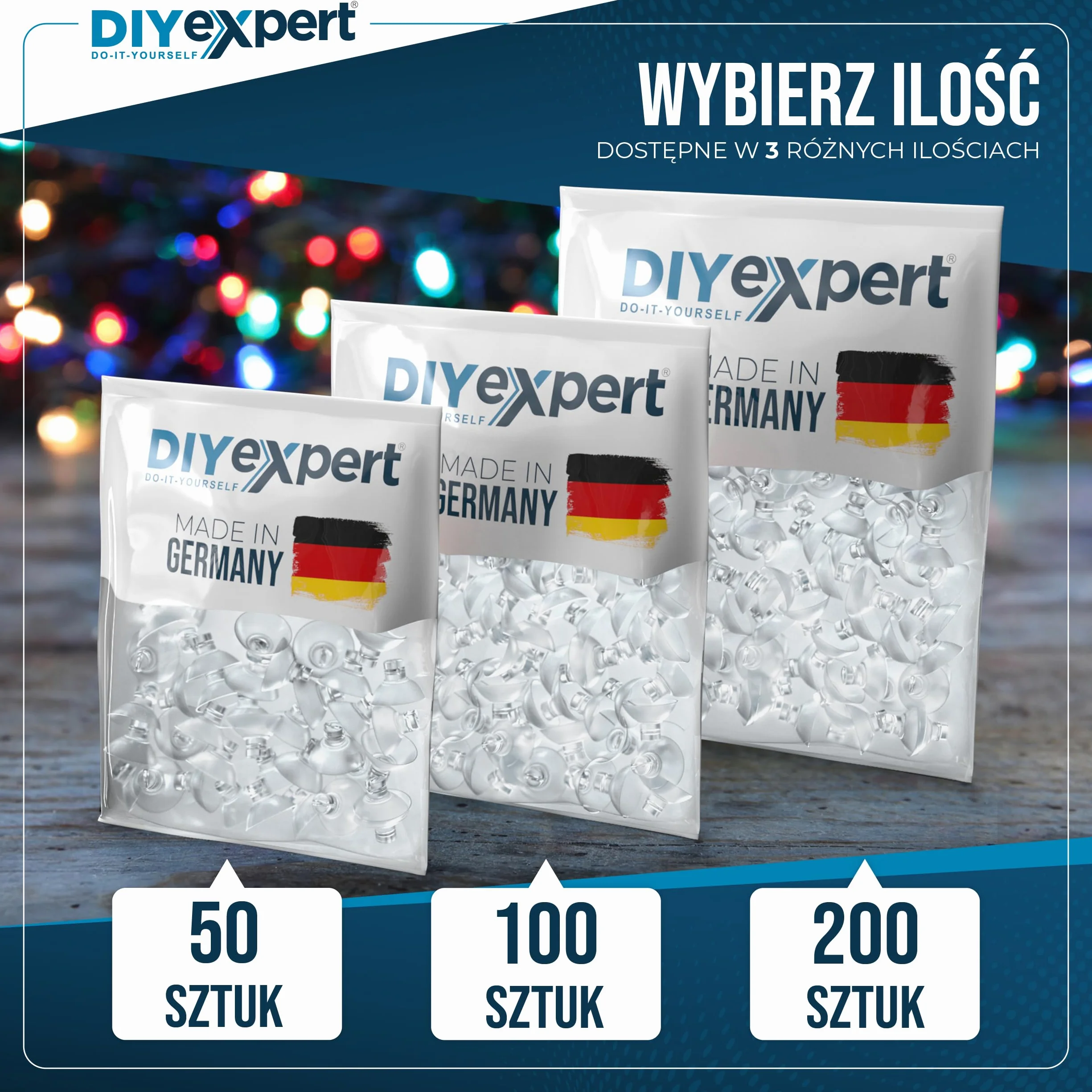DIY expert 50 x przyssawka do łańcuchów świetlnych, Ø 20 mm, przyssawka, haczyk z przyssawką, ssawka szczelinowa, wyprodukowano w Niemczech