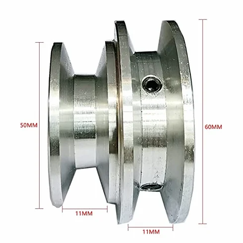 Podwójne rowkowanie ze stopu aluminium 50/60 mm koło pasowe 8-20 mm stałe wiertło do wału silnika (średnica otworu 8 mm)