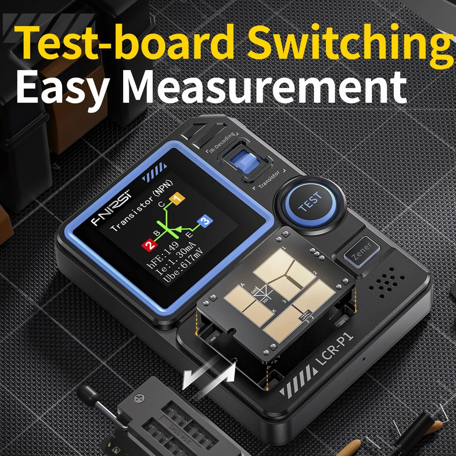 DEWIN LCR-P1 Tester tranzystorowy, wielofunkcyjny tester tranzystorowy Kondensator, rezystor i tranzystor Elektroniczny tester elementów obwodu