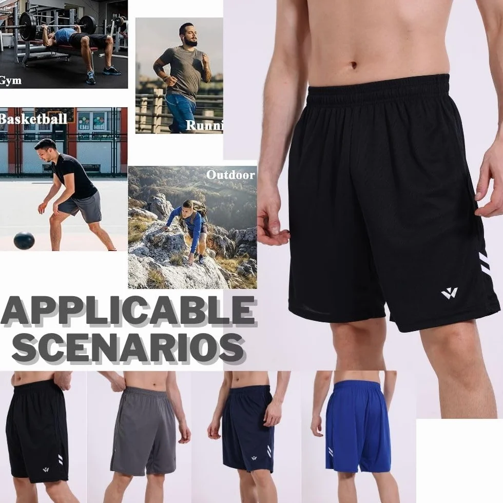Męskie spodenki sportowe męskie spodenki sportowe z kieszeniami i elastycznym paskiem, szybkoschnące spodenki treningowe dla mężczyzn spodnie do biegania