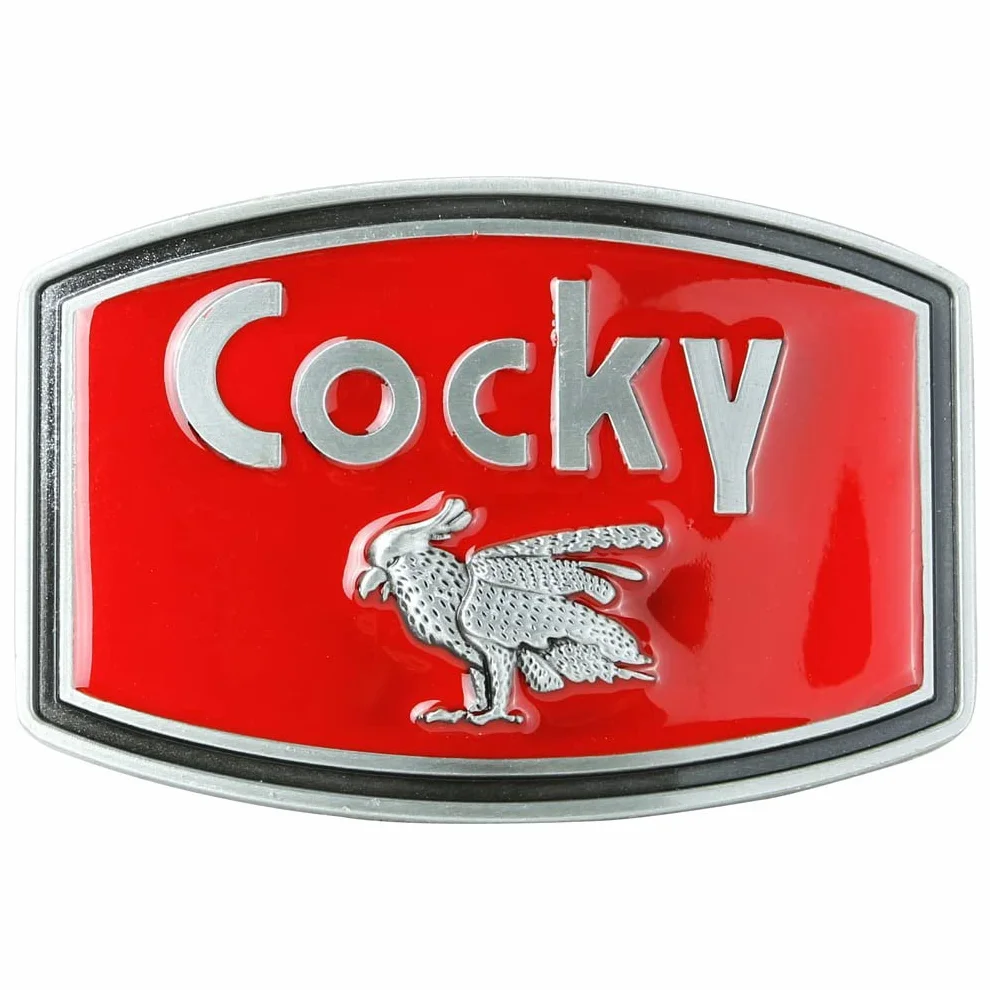 LKMY Cocky odlewany ciśnieniowo chrom wykończenie metalowe, zachodni pasek klamra amerykański styl indyjski (czerwony), rozmiar: klamra: około 3,5 x 2,7 cala (9 cm x 7 cm)