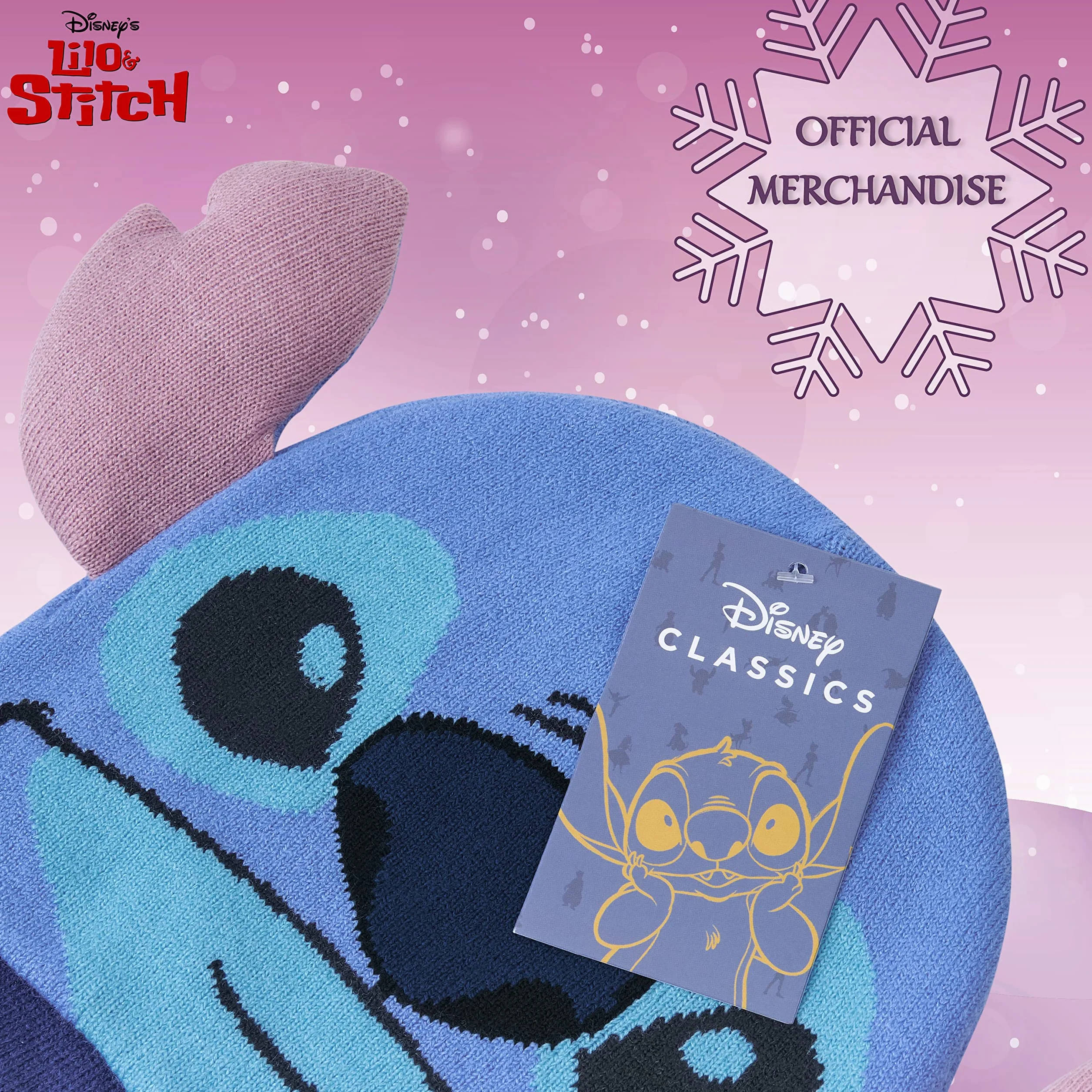 Disney Stitch czapka szalik zestaw z rękawiczkami dla dziewcząt
