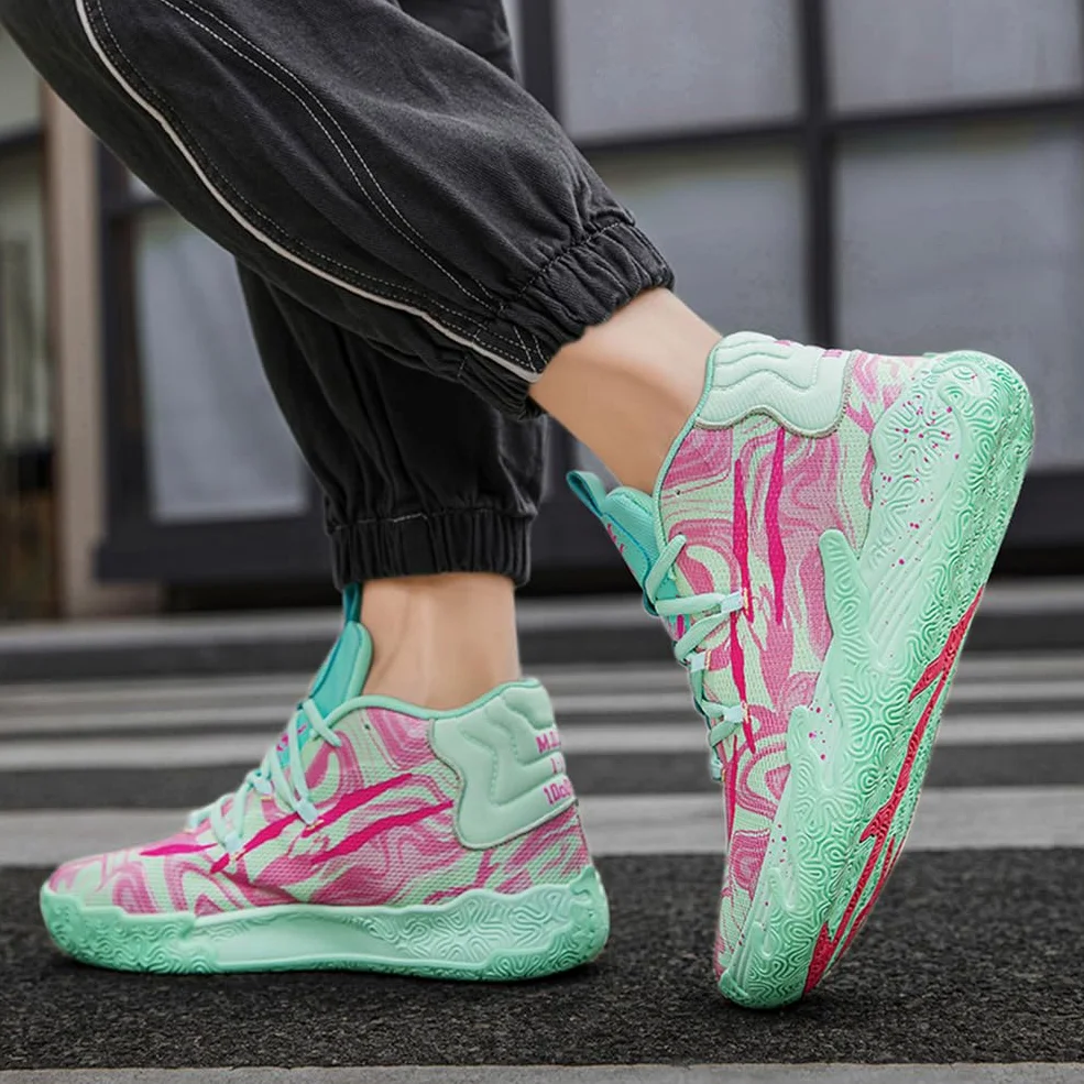 Męskie buty do koszykówki modne antypoślizgowe trampki i buty sportowe unisex lekka gumowa podeszwa zewnętrzna, oddychające, sportowe trampki młodzieżowe