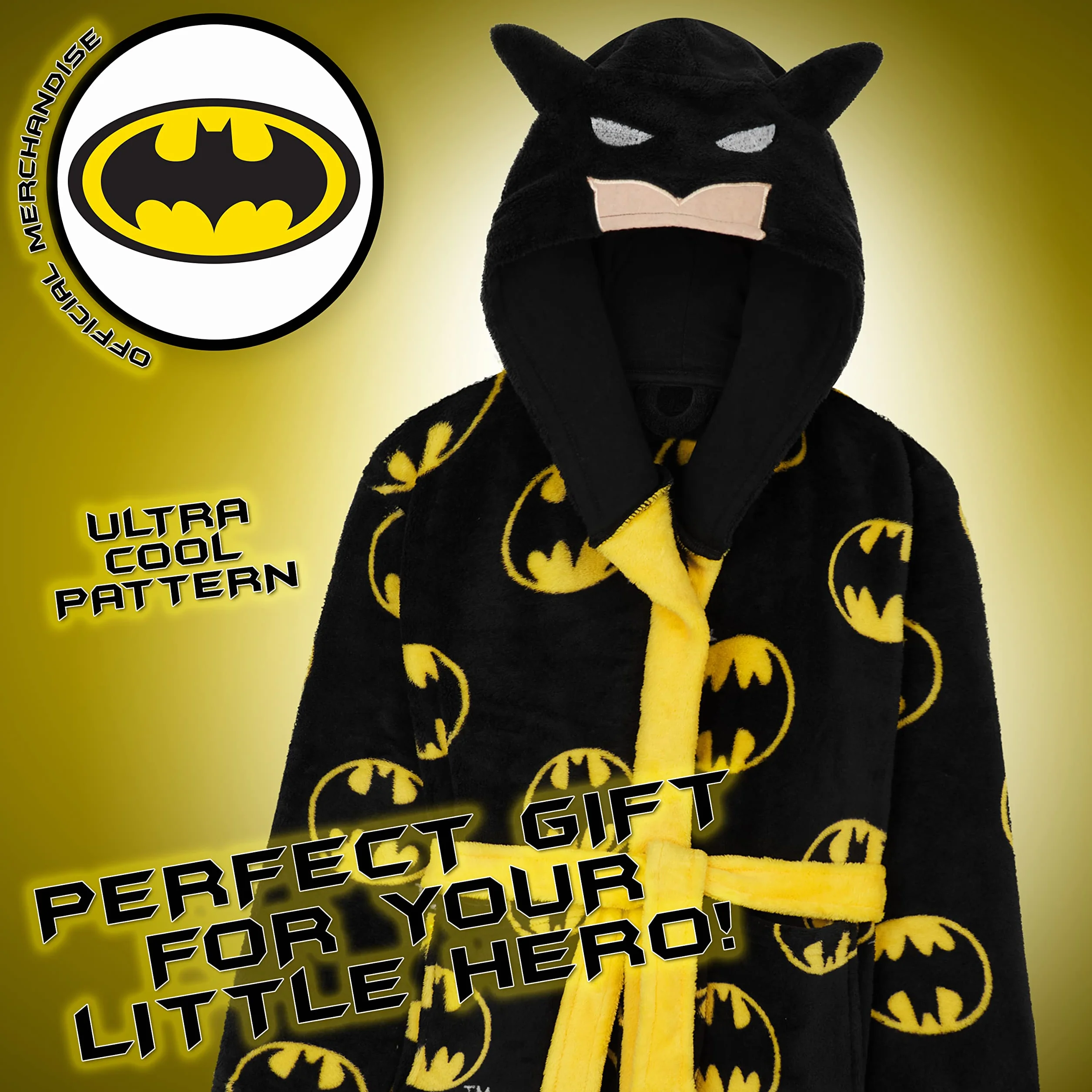 DC COMICS Chłopięcy szlafrok Dziecięcy polar z kapturem Batman Robe