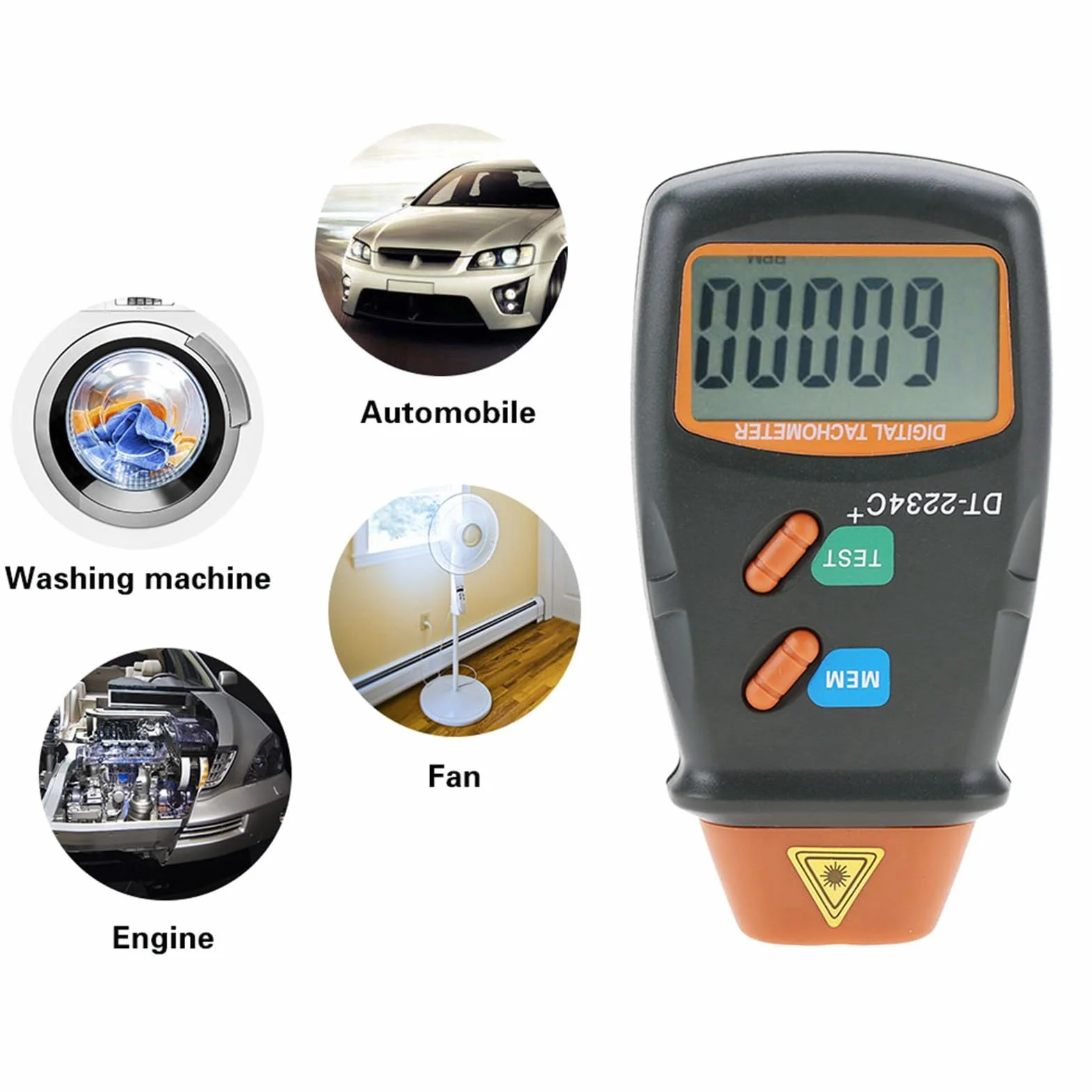 Tach Meter Bezdotykowy Obrotomierz DT 2234C NOn Cyfrowy LCD Laserowy Tachometr Fotograficzny Mini RPM Miernik Testowy Silnik 2 5 Obr./min 99 999 Obr./min