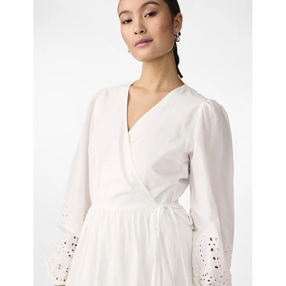 Y.A.S Yasluma Ls Long Wrap Dress S. Noos, Star White, S