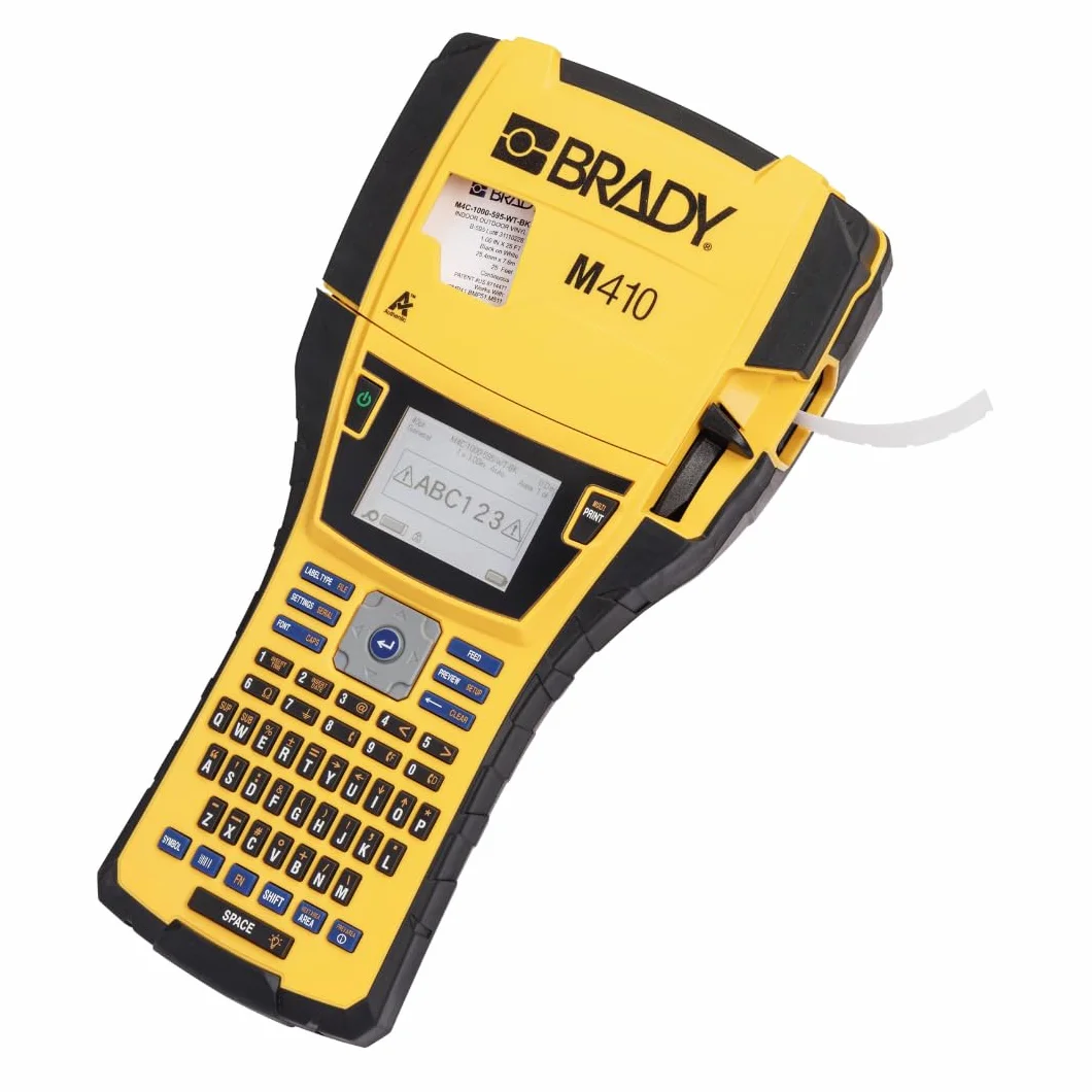 Brady M410 Przenośna drukarka etykiet - przemysłowa etykieciarka do etykiet w trudnych warunkach - wysokowydajny klej - w zestawie 1 wkład z etykietami- zastępuje BMP41