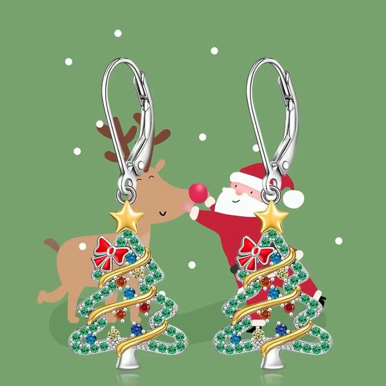 Kolczyki świąteczne dla kobiet, świąteczne kolczyki wiszące | Kolorowe kolczyki wiszące z kokardką Jingle Bell | Biżuteria z motywem bożonarodzeniowym, kolczyki wiszące Kolczyki sztyfty na