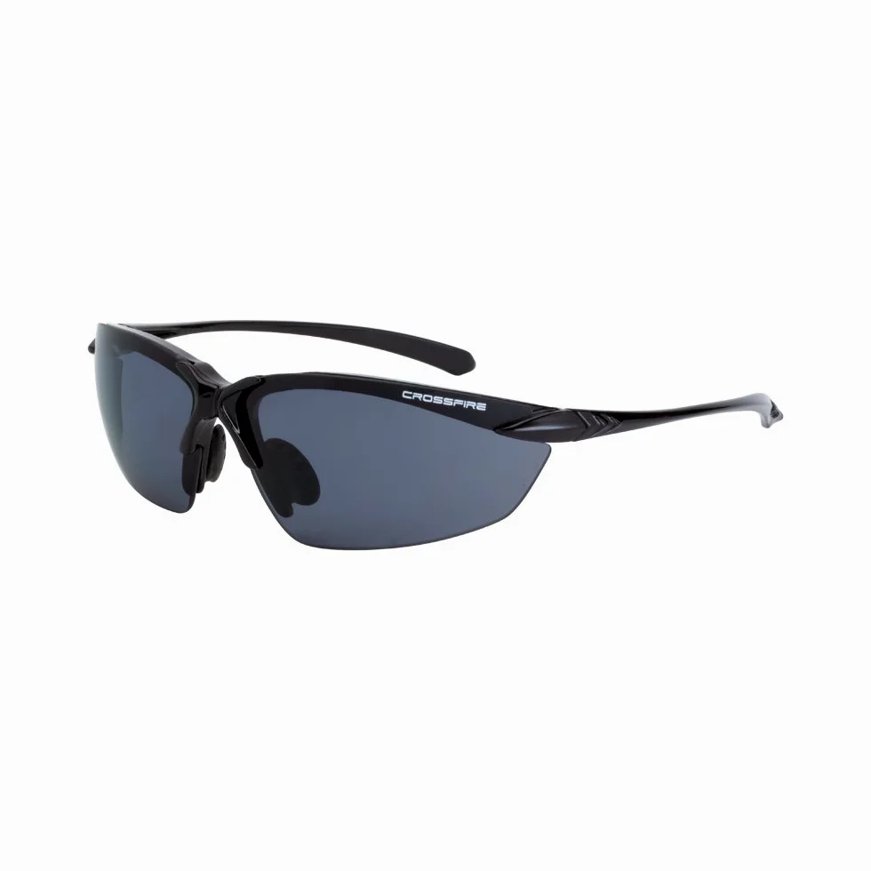 Crossfire Eyewear Polaryzacyjne okulary ochronne Sniper 9614 z przydymioną soczewką polaryzacyjną i czarną oprawką