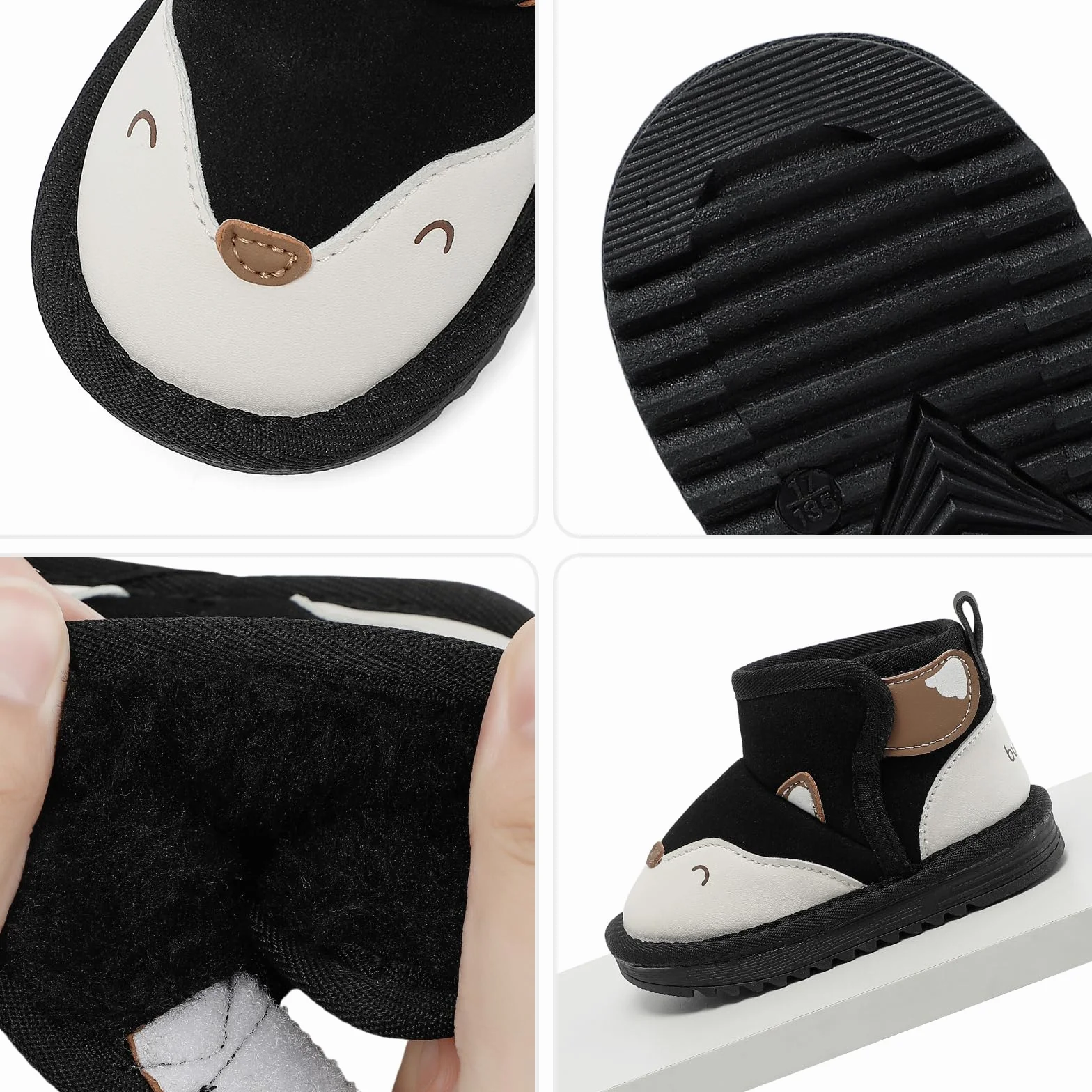 MASOCIO Buty zimowe dla chłopców i dziewczynek, małe dzieci, buty zimowe, pluszowe, gumowe, antypoślizgowe, rozmiar 18-24 EU