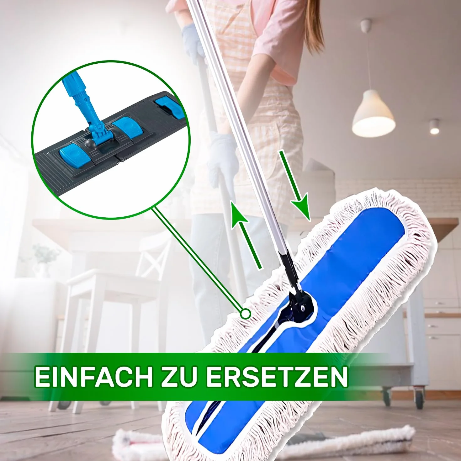 Wymienne głowice mopa wielokrotnego użytku 40 x 12 cm - Wykonane w 100% z wysokiej jakości bawełny - pochłaniają duże ilości wody - Łatwa wymiana - ONIX TECH