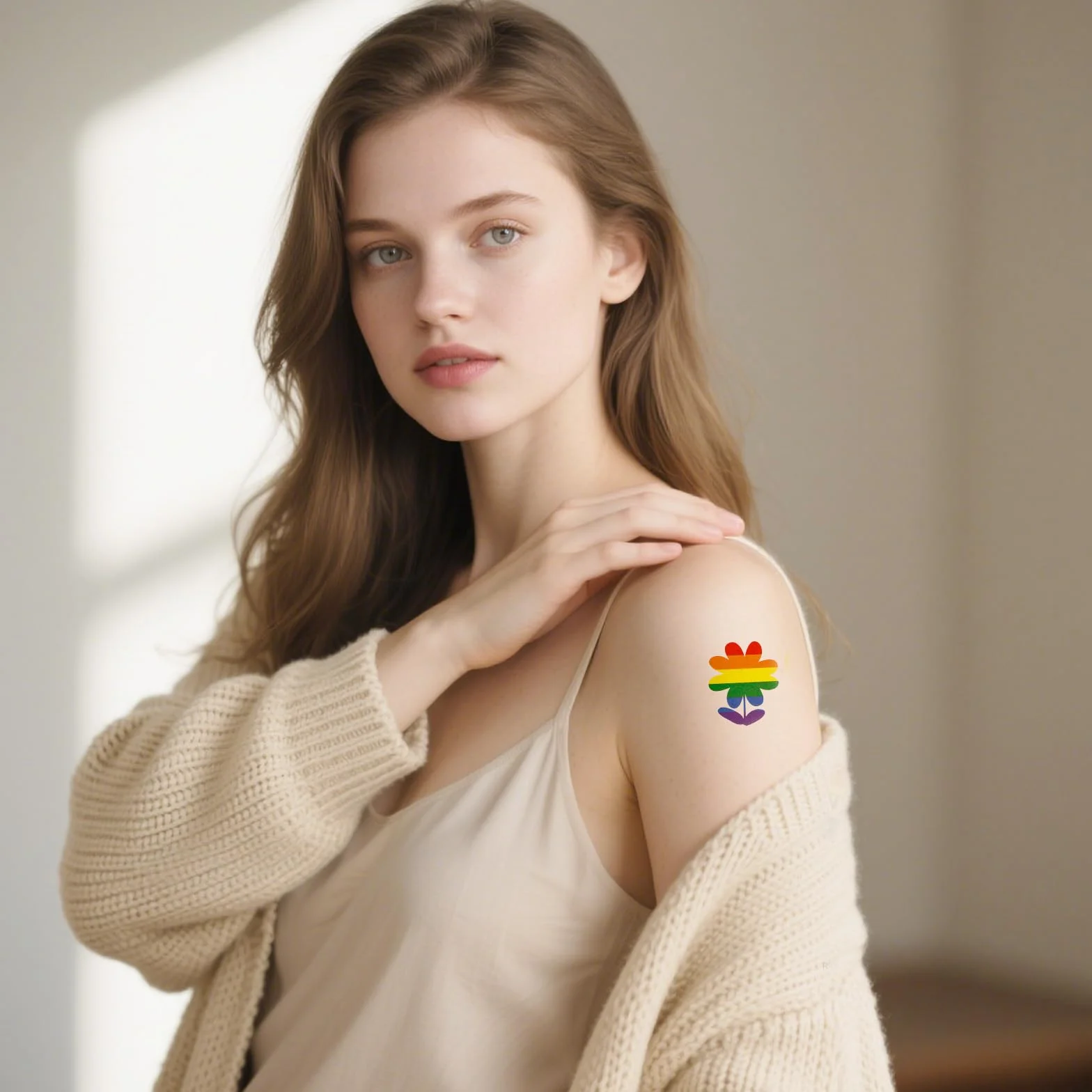 BOXOB 7 Arkuszy Pride Rainbow Temporary Tattoos, Naklejki LGBTQ Tattoos z Tęczową Flagą Love Heart Patterns na Parady Gay Pride Month Festiwale Upominki na Przyjęcia