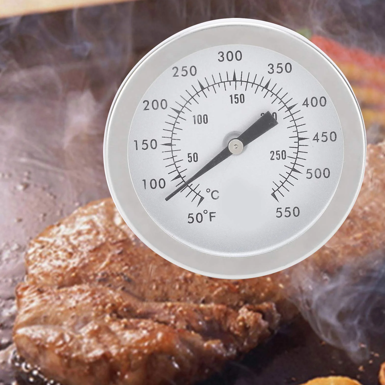 Termometr bimetaliczny grillowy 50-550°F, wskaźnik temperatury ze stali nierdzewnej, gwint 5/16 UNC, do grilla, pieca i pieczenia
