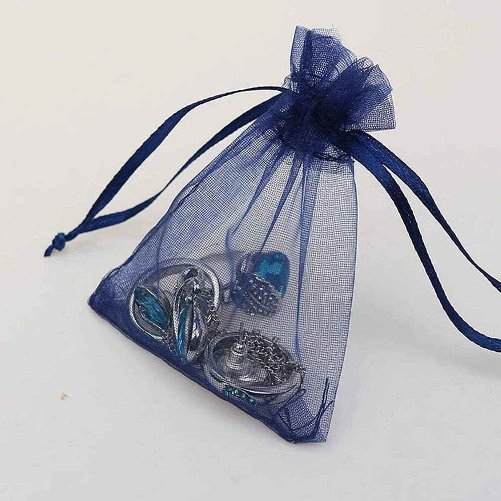 Torba na prezent z organzy 7x9 cm granatowy