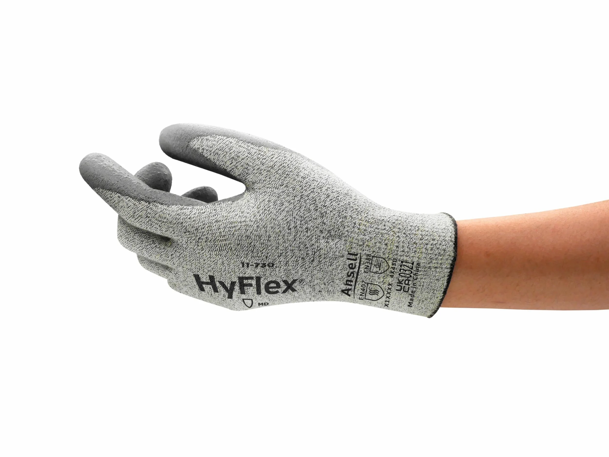 Ansell Hyflex 11-730 Robocze rękawice do ochrony mechanicznej, Rozmiar 9 (L), Szary (12 Par)