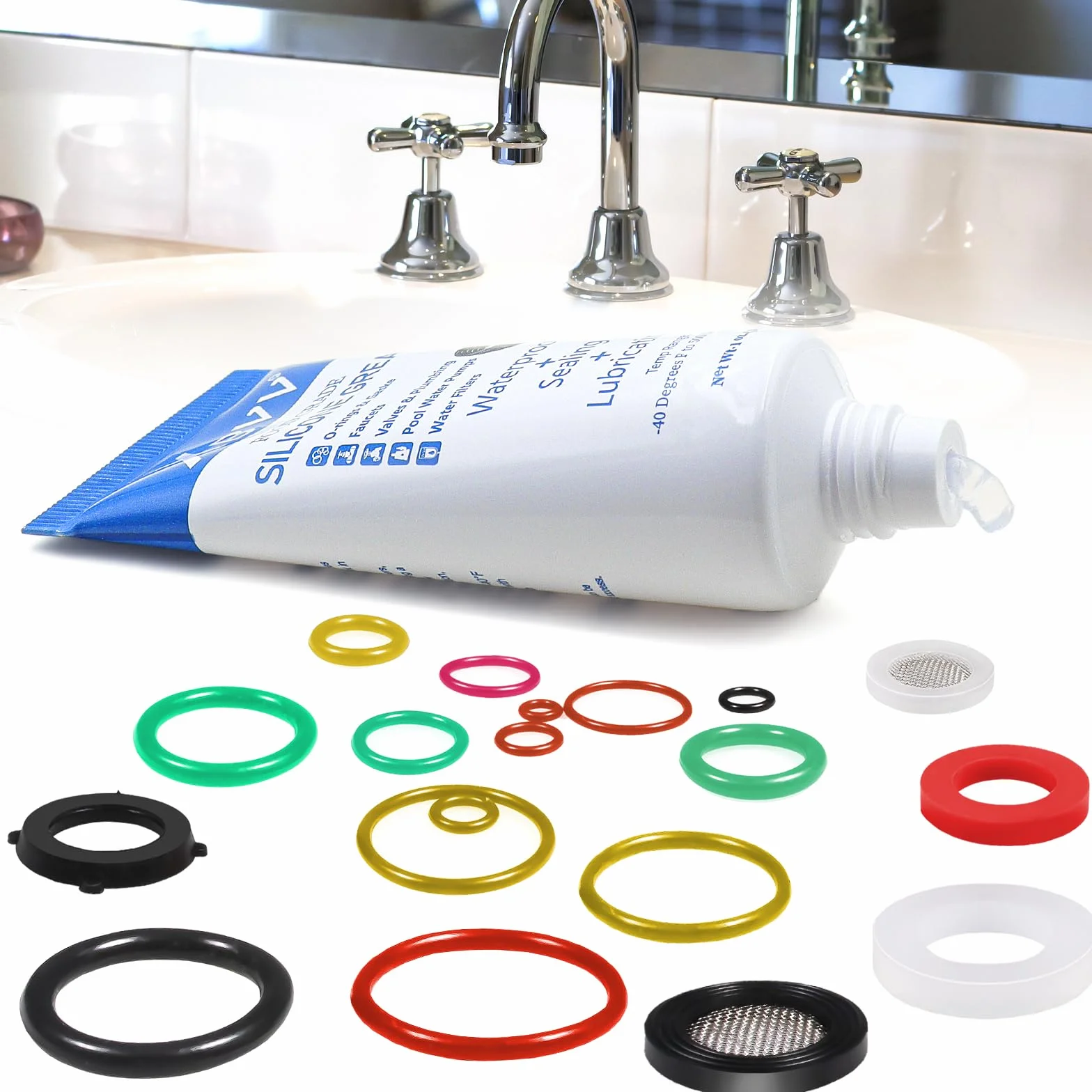 XBVV Smar silikonowy do hydraulika kran gumowe podkładki zaworu O-ring 2-pak 28.3 g rurka ze szczotką