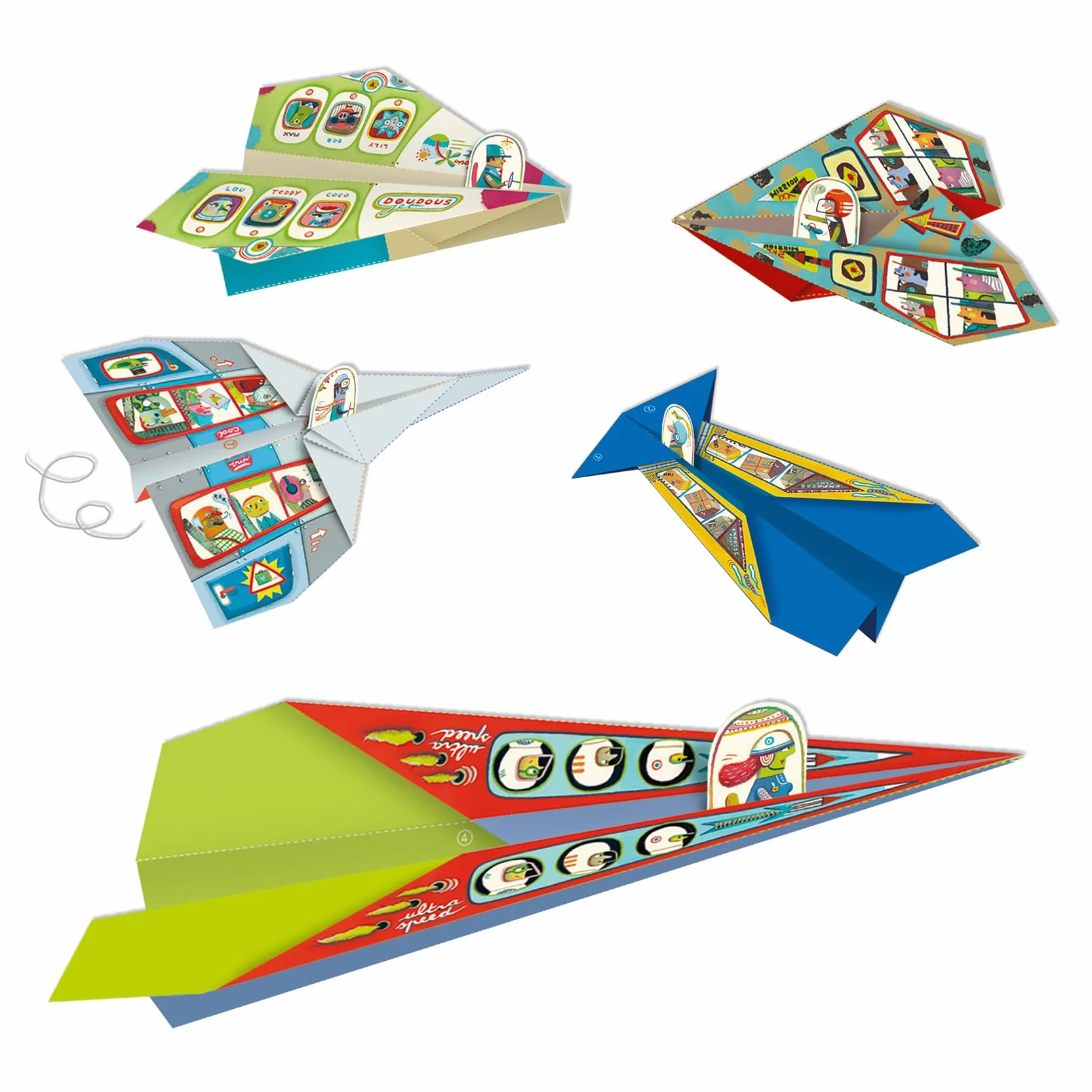 Djeco DJE - 079 DJ08760 Planes Origami samolot model samolotu z papieru, wielokolorowy