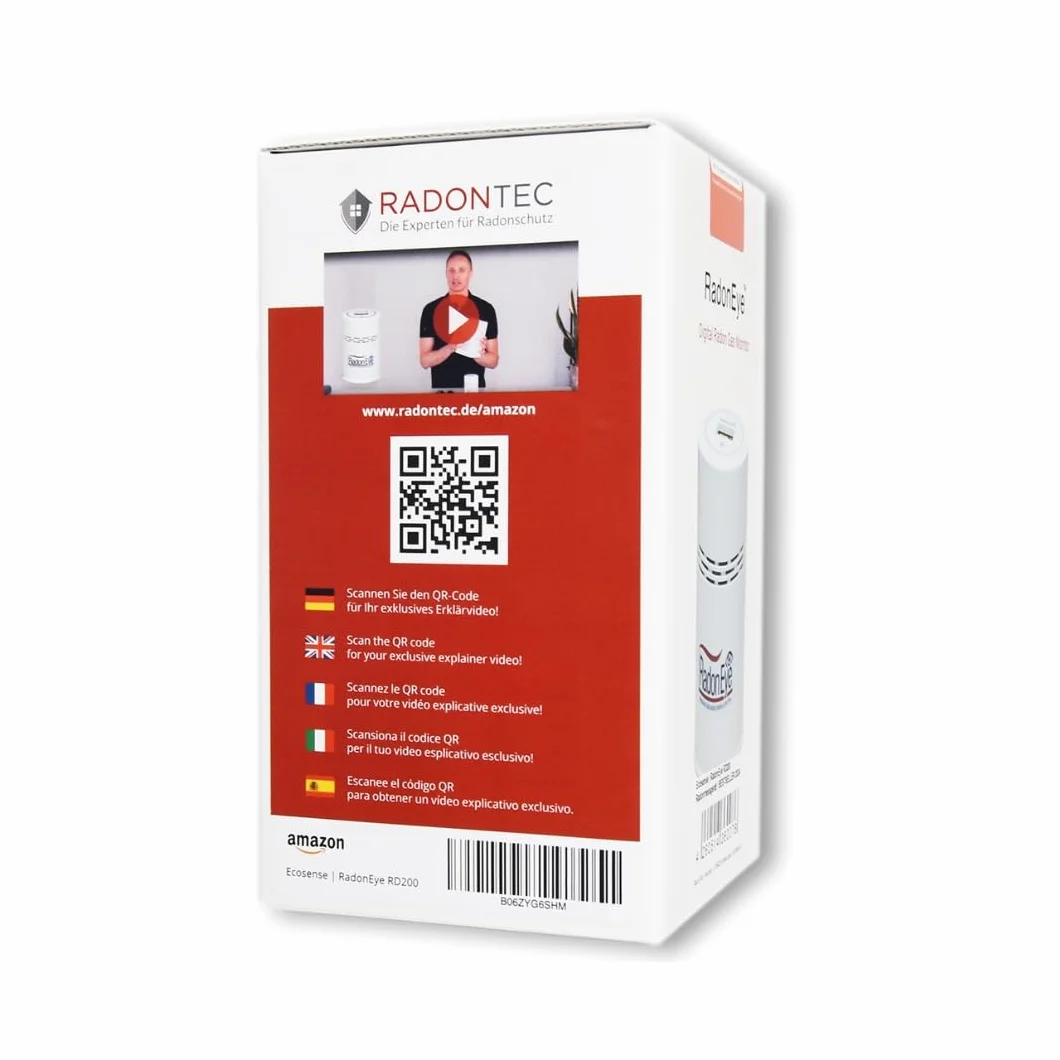 RadonEye-Set | + krótka instrukcja + wskazówki dotyczące pomiaru radonu + aplikacja na smartfon + certyfikat | Radon Eye RD200 - Profesjonalne urządzenie pomiarowe do