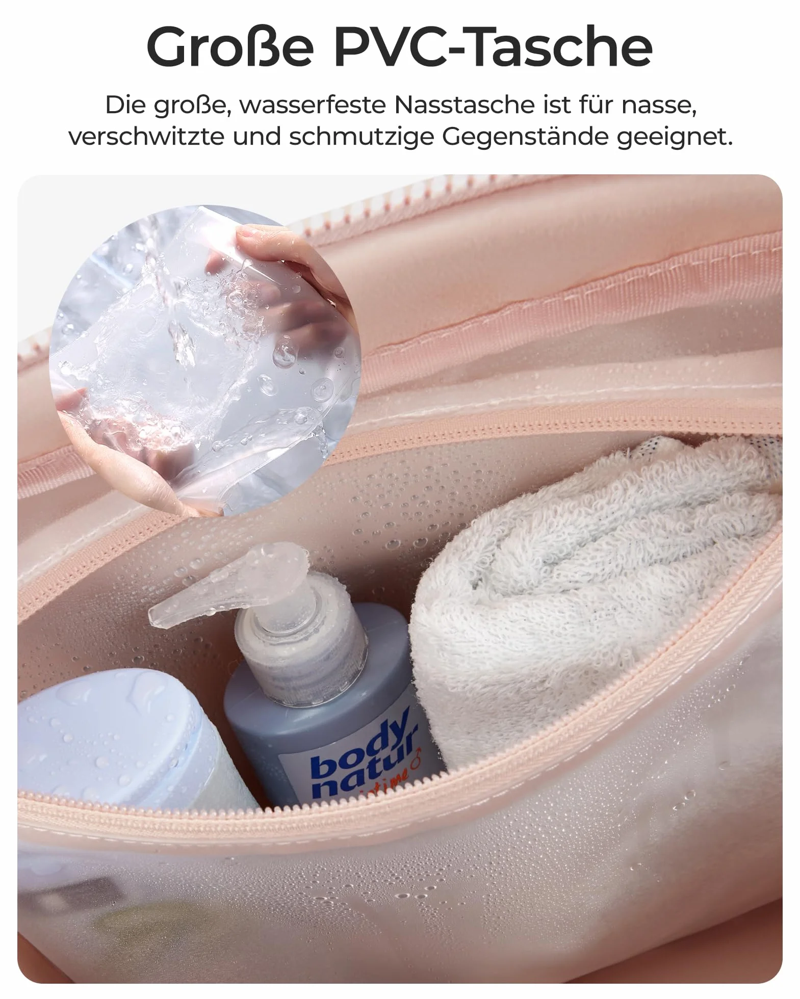 BAGSMART Torba Podróżna Damska 24L Sportowa Wodoodporna Puch Różowy