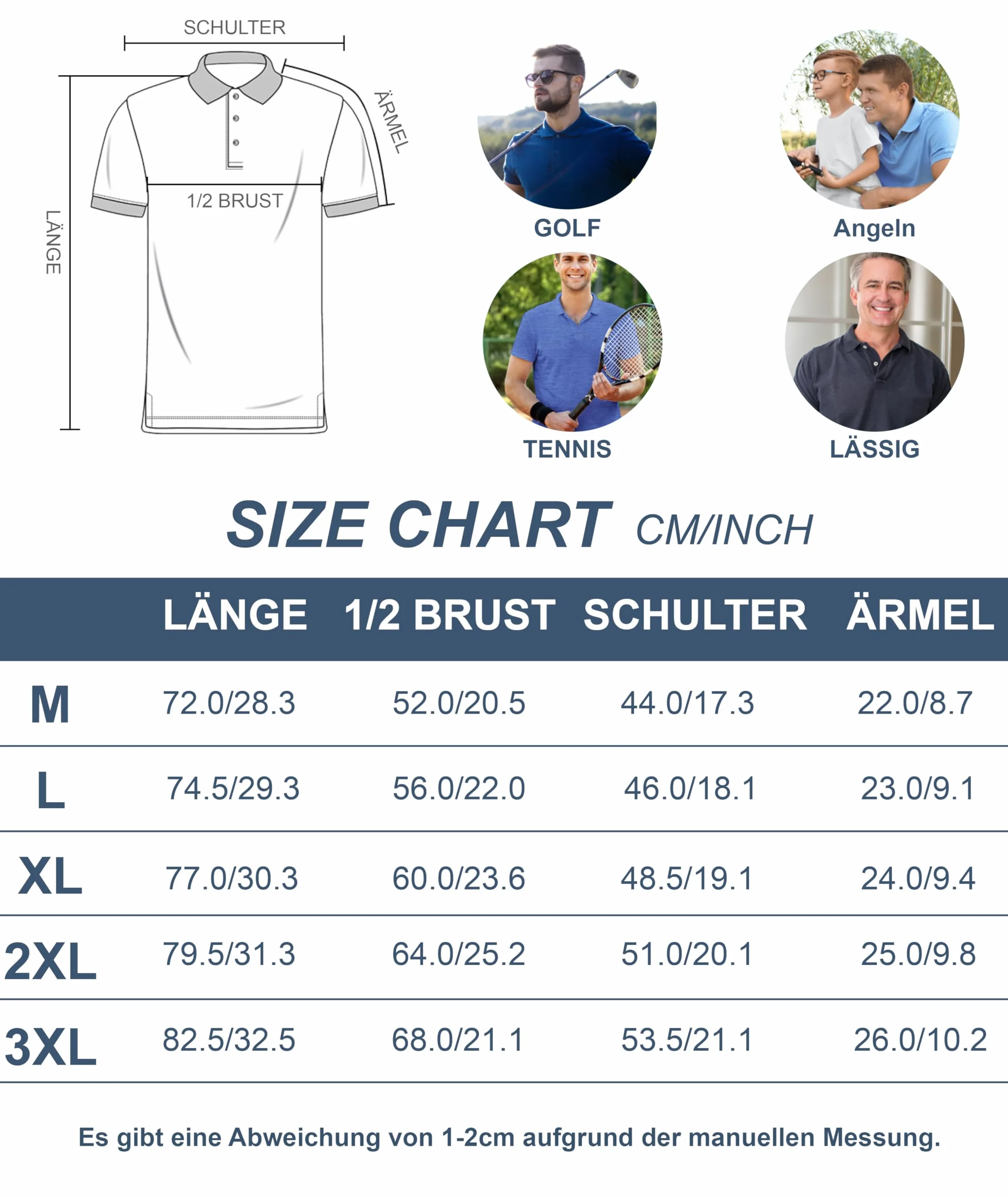 zitysport Męska koszulka polo, z krótkim rękawem, oddychająca koszulka polo na lato, sportowa, krój slim fit, z kieszenią na piersi, koszulka polo