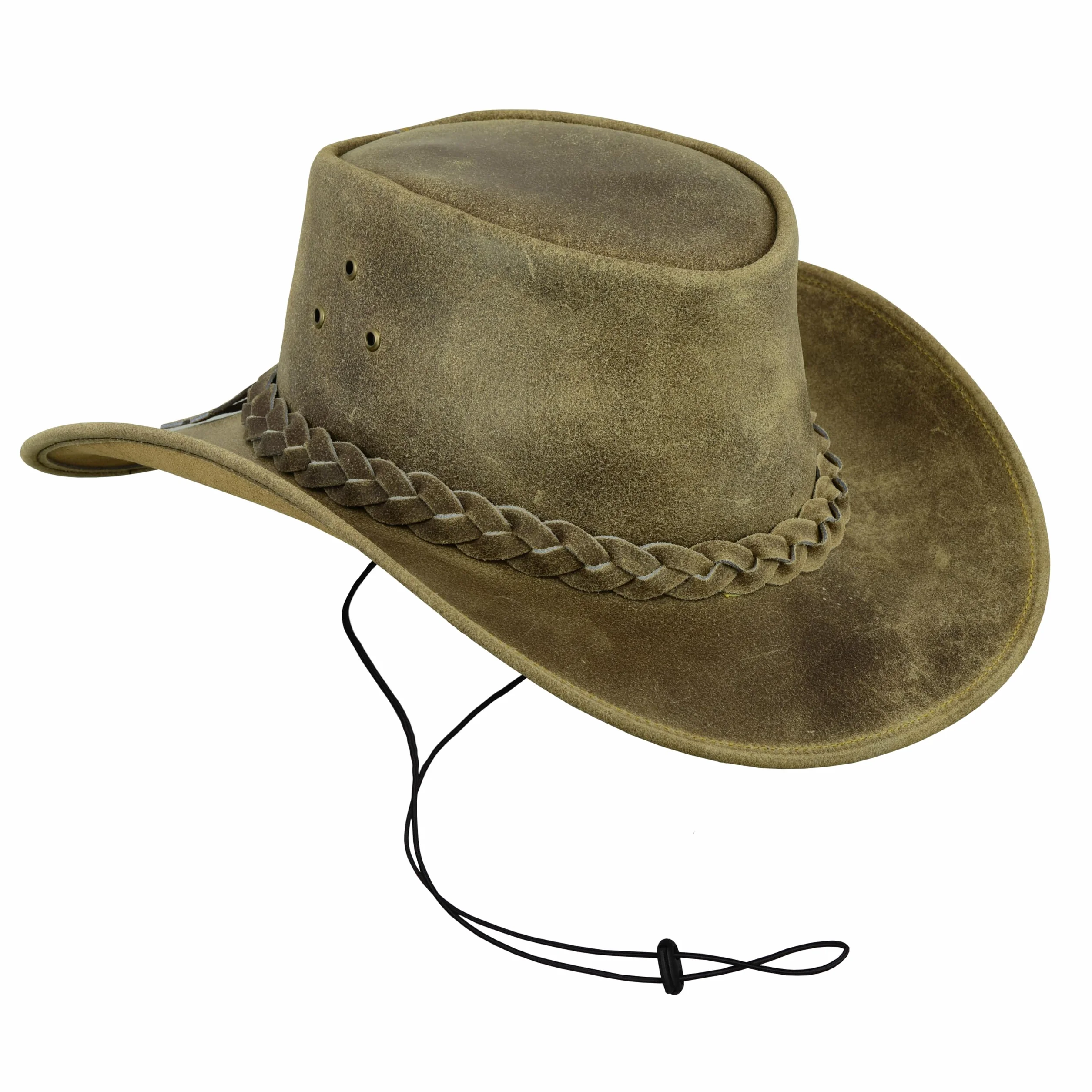 Kapelusz kowbojski Leatherick ze skóry bydlęcej zamszowej w stylu australijskim Western Outback