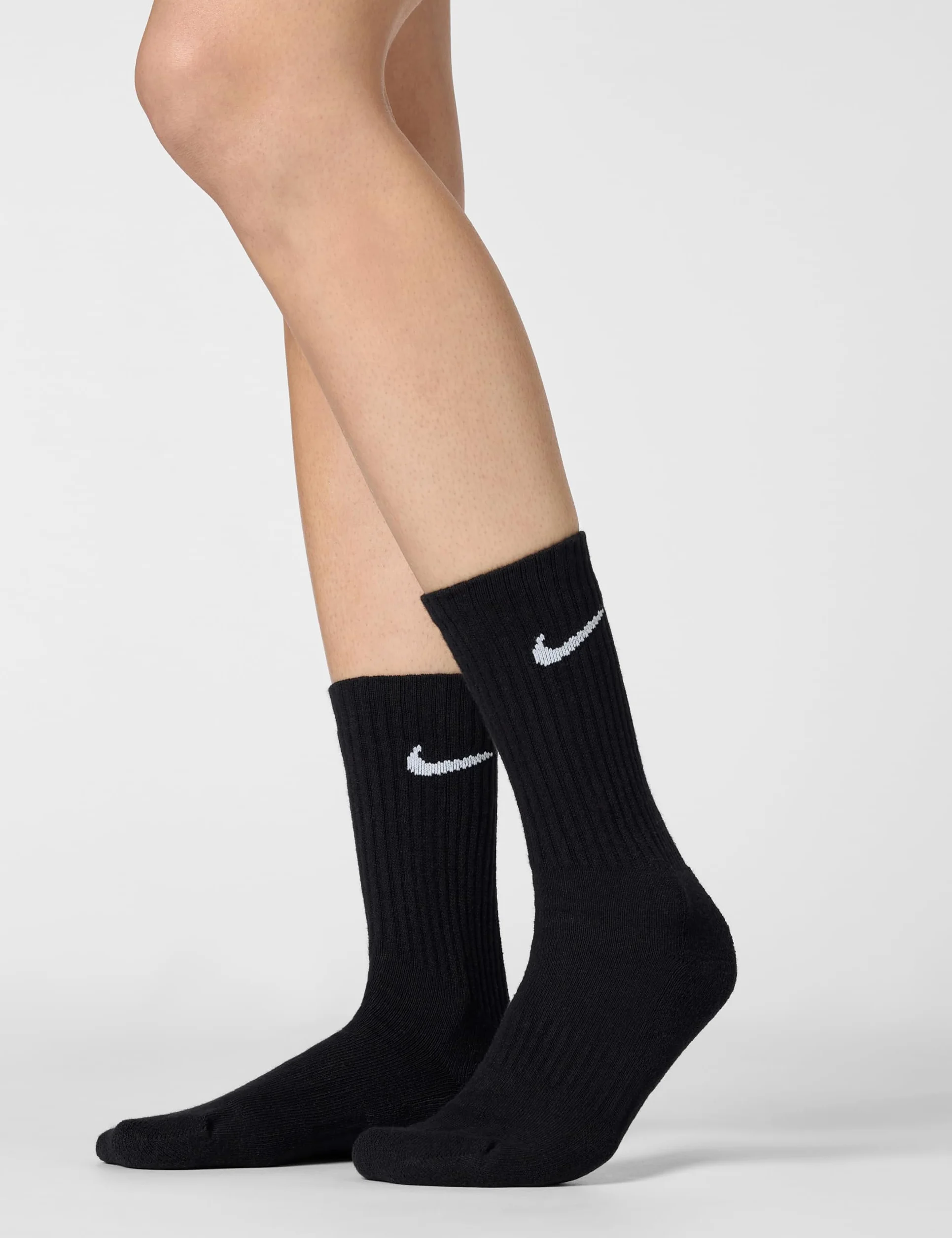 Nike Everyday Cushion Crew Socks, Unisex, Black/White, L (Pack of 6 Pairs)