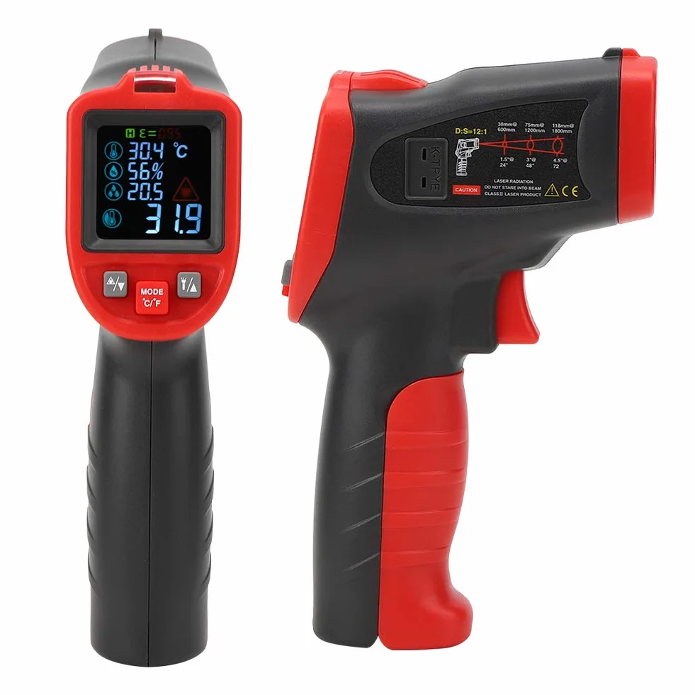 WT323C Termometr na podczerwień Termometr Pistolet Ręczny Termometr Cyfrowy Narzędzie do Pomiaru Temperatury Czerwony i Czarny