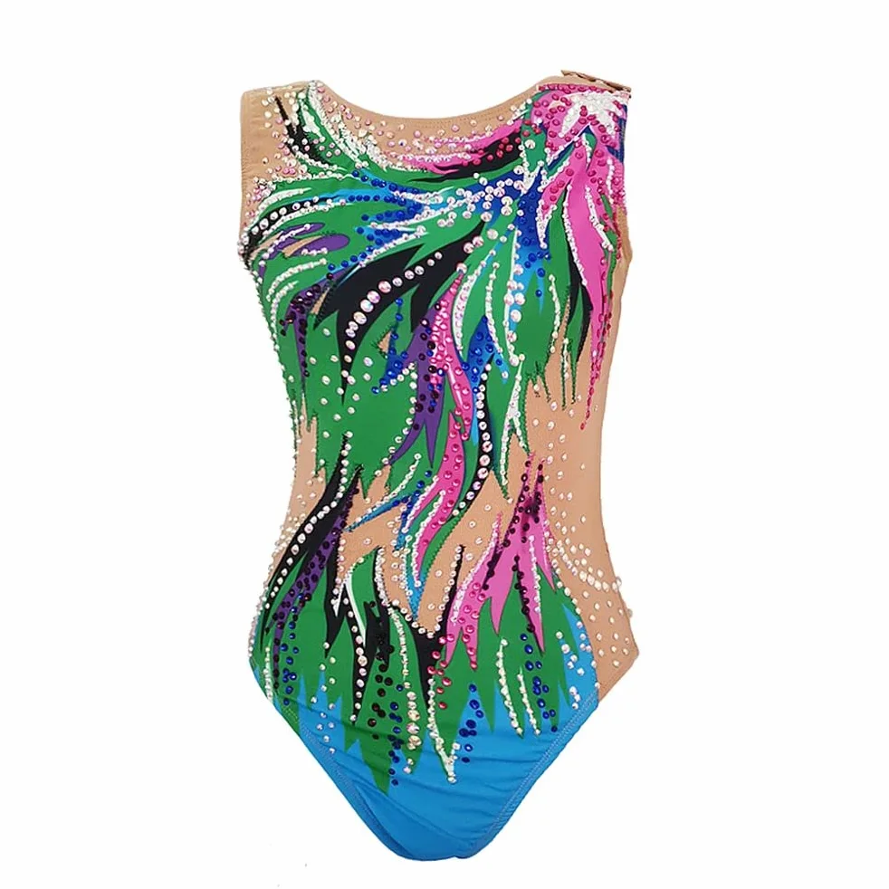LIUHUO Dziewczęce zsynchronizowane kostiumy kąpielowe damskie eleganckie występy konkursowe baletowe trykoty do tańca