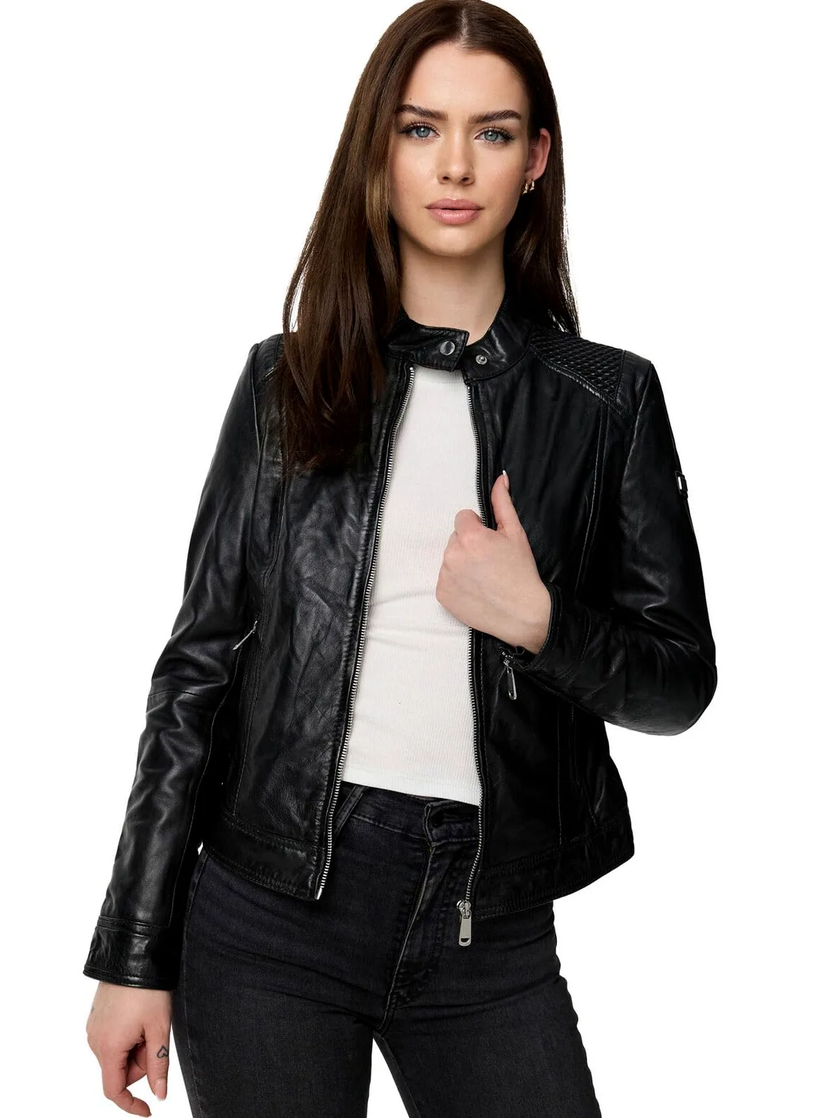 Tazzio Kurtka skórzana damska skórzana kurtka prawdziwa skóra Biker Look F520