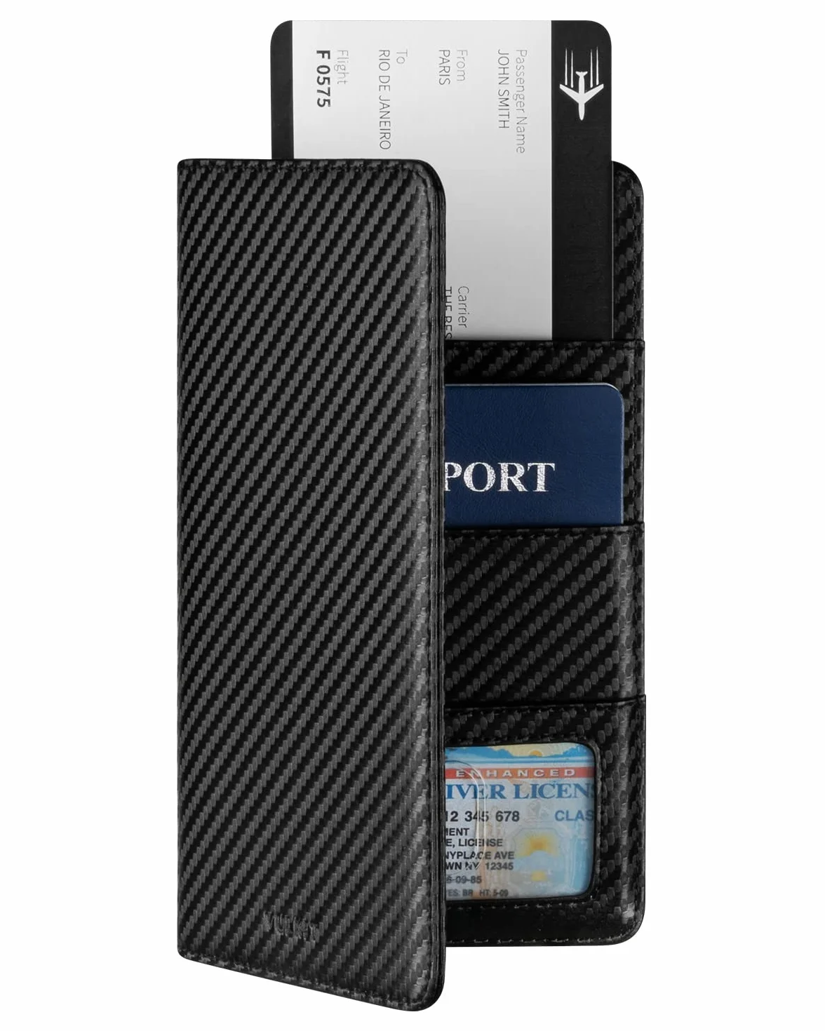 VULKIT Etui na paszport, portfel podróżny, skórzany pokrowiec na paszport, etui blokujące RFID, organizer na dokumenty podróżne dla kobiet i mężczyzn, Jeden rozmiar, Minimalistyczny