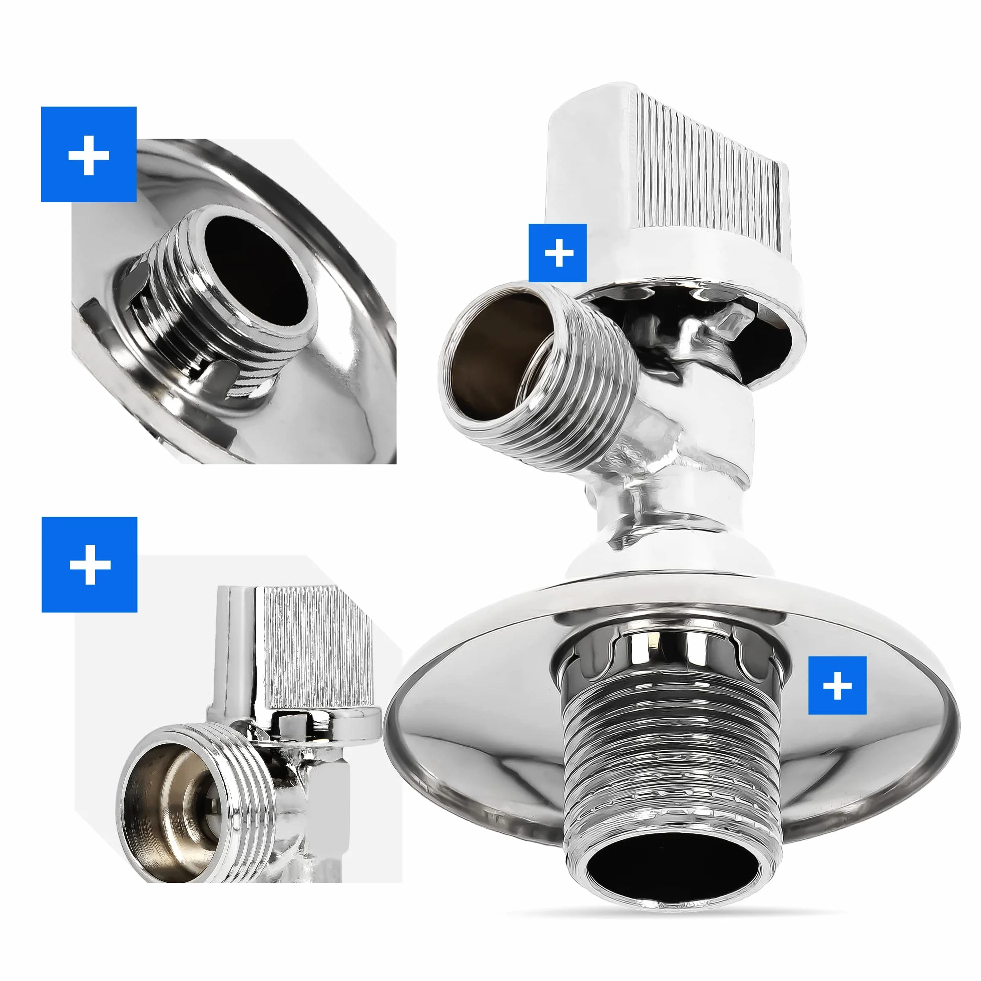 Zawór Kątowy Kulowy 1/2'' GZ x 1/2'' GZ Antykamienny Zawór Odcinający Zawór Kulowy Chromowany Mosiądz Zaworek Instalacji Wodnej Kontrola Systemu Wody