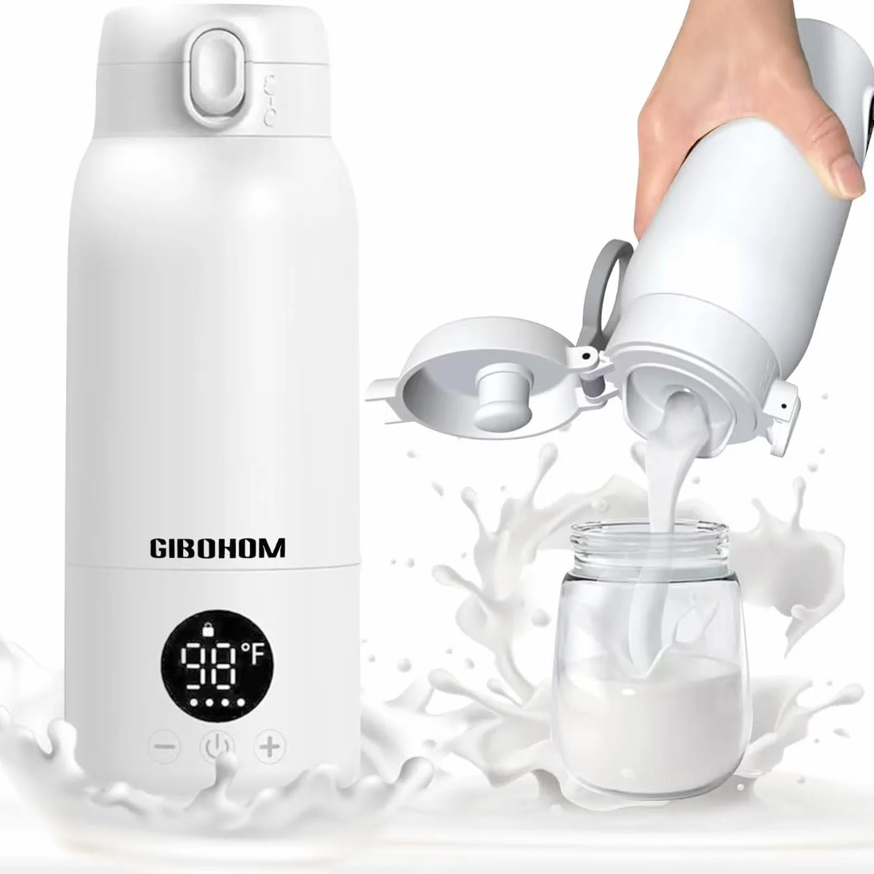 Przenośny ogrzewacz do butelek dla niemowląt, pojemność 500 ml, szybkie nagrzewanie butelek dla niemowląt, w podróży, szybkie ładowanie, z kablem USB typu C, do domu, podróży