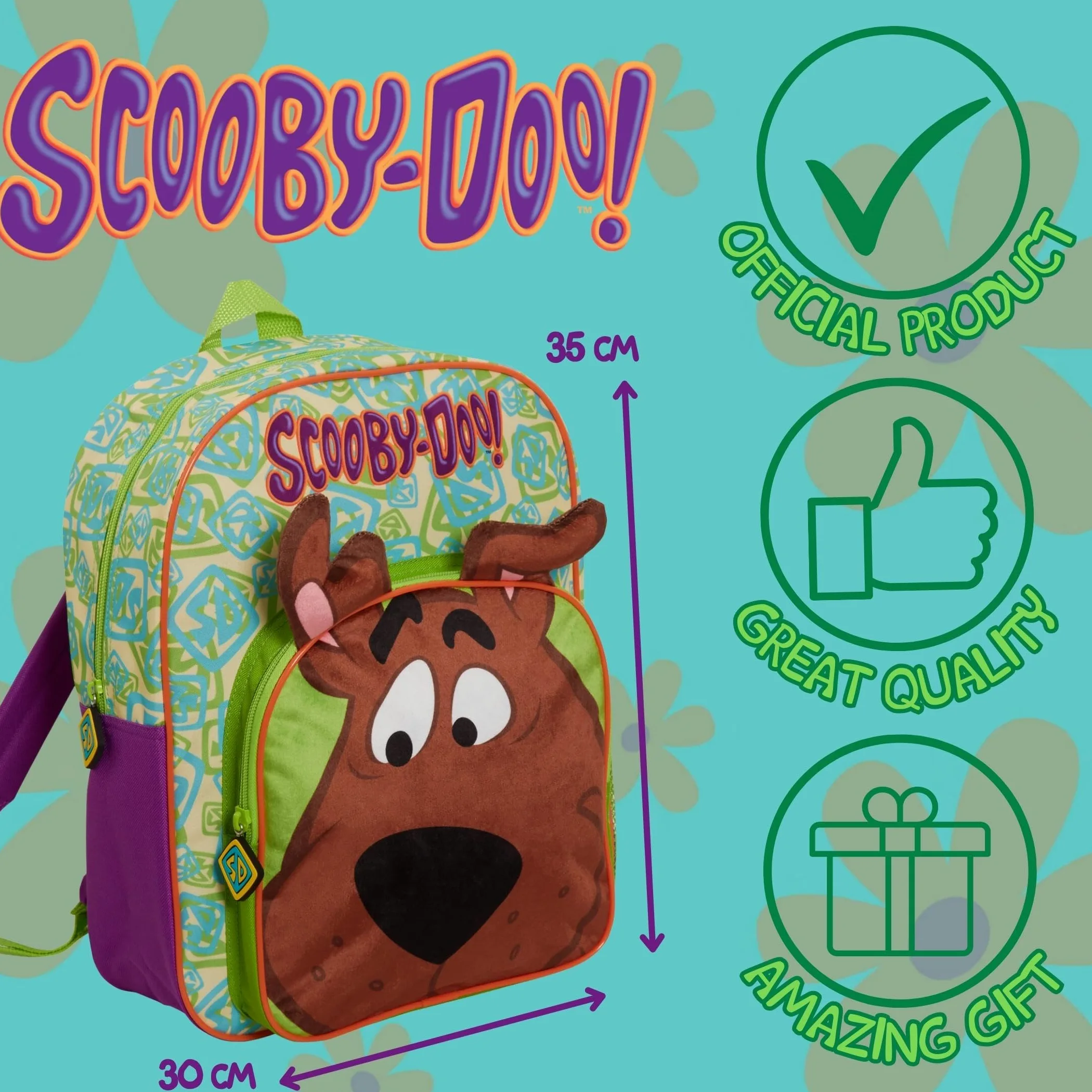 Scooby Doo plecak dla dzieci, duży plecak szkolny, podróżny, sportowy plecak z uchwytem na napoje