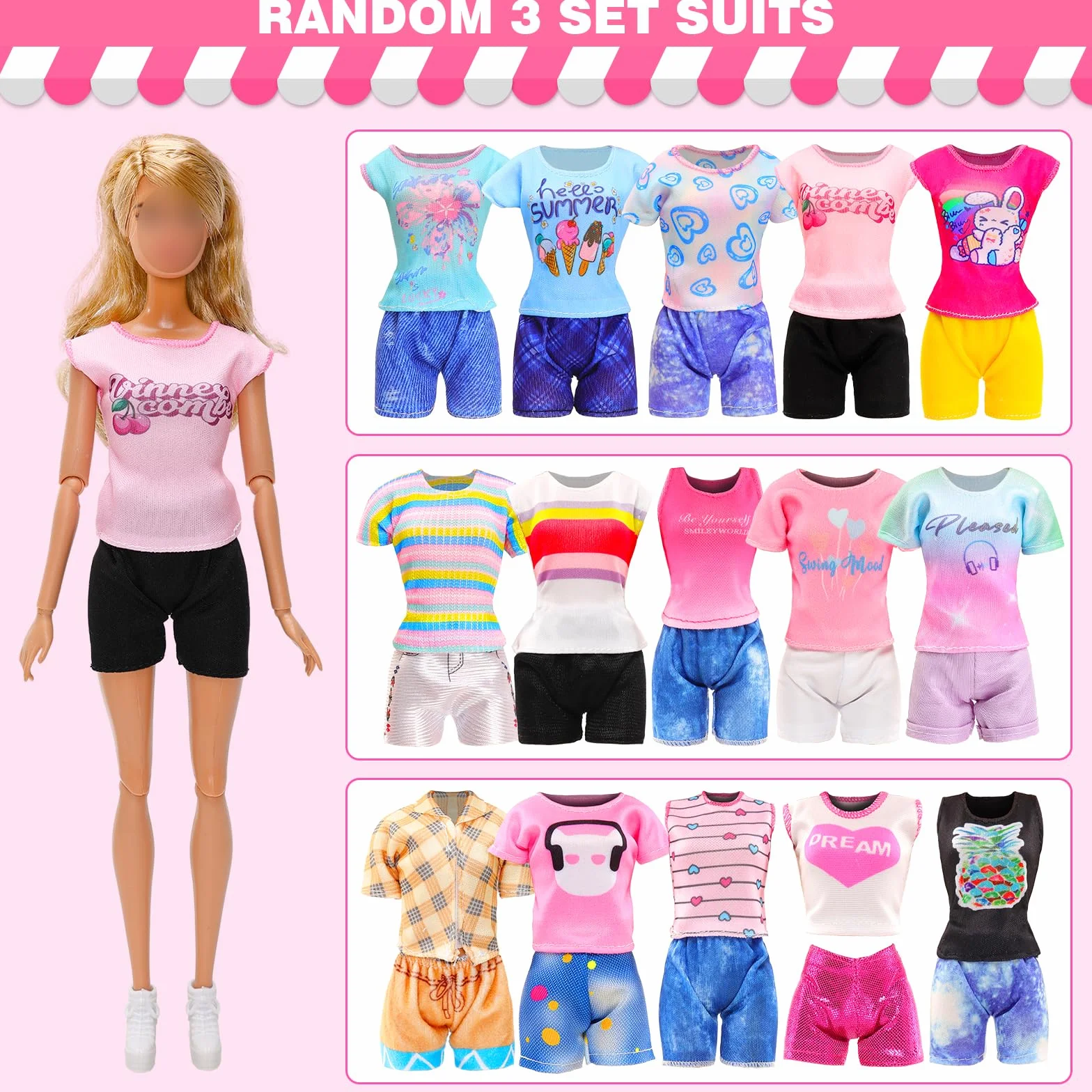 Festfun 8 Zestawów 11,5-calowe ubrania dla lalki dziewczynki, w tym kilka stylów ubrań sportowych, casual, spodenki, topy, spodnie i kostium kąpielowy dla lalek dziewczynki
