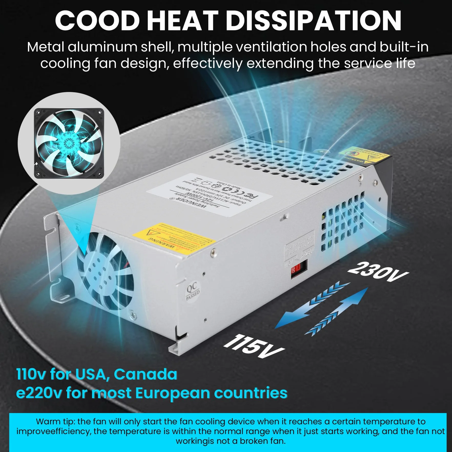 Zasilacz DC 12 V100A 1200 W, transformator AC230 V na DC12 V, transformator impulsowy, 12 V 100 A do świateł LED, monitorowania, car audio, CCTV, drukarek 3D i innych urządzeń 12 V