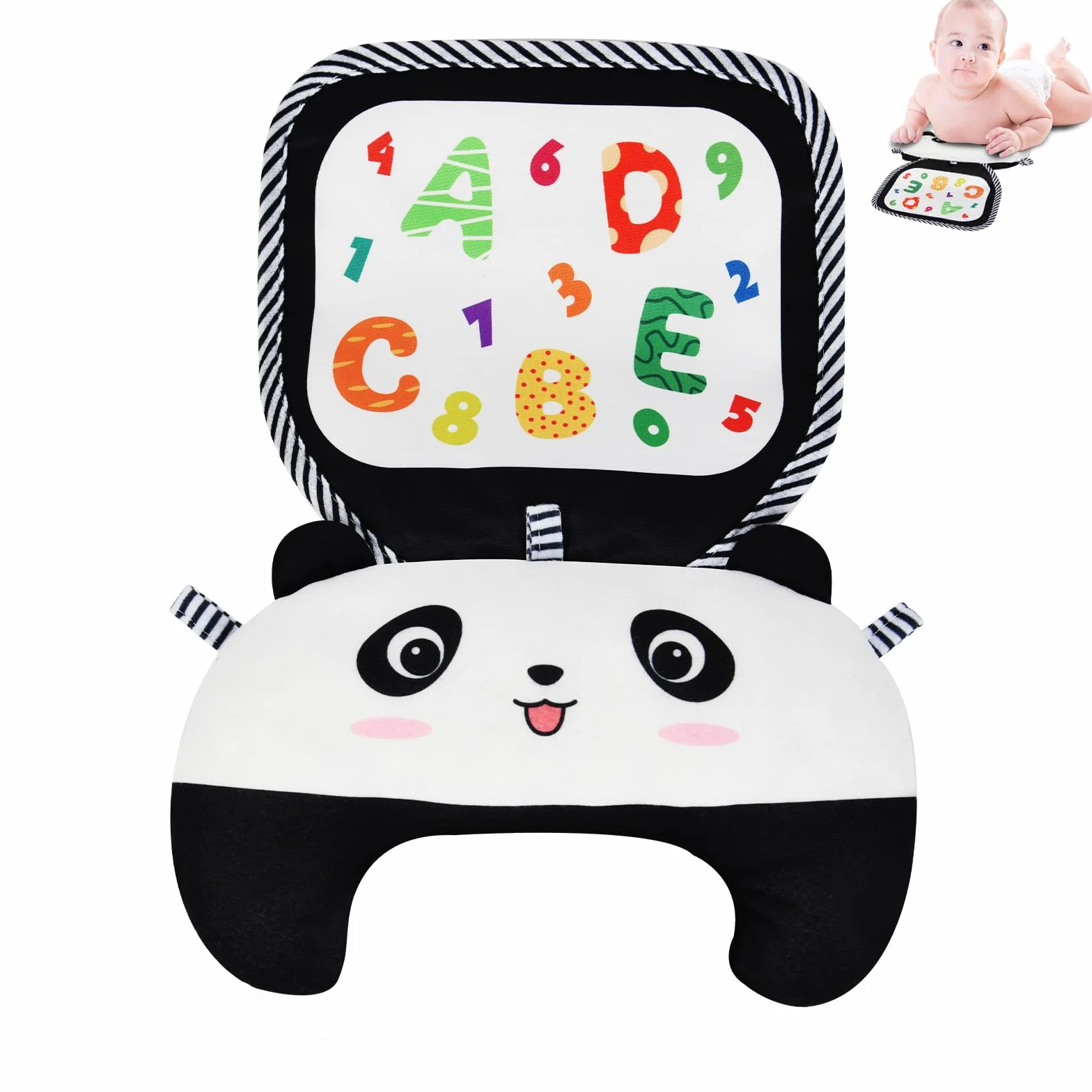 Aolso Animal Tummy Time, bezpieczna i zabawna zabawa w brzuch w dół, interaktywna poduszka dla niemowląt, grafika poznawcza, wzmacnia mięśnie, 0-6 miesięcy (Gigantyczna Panda)