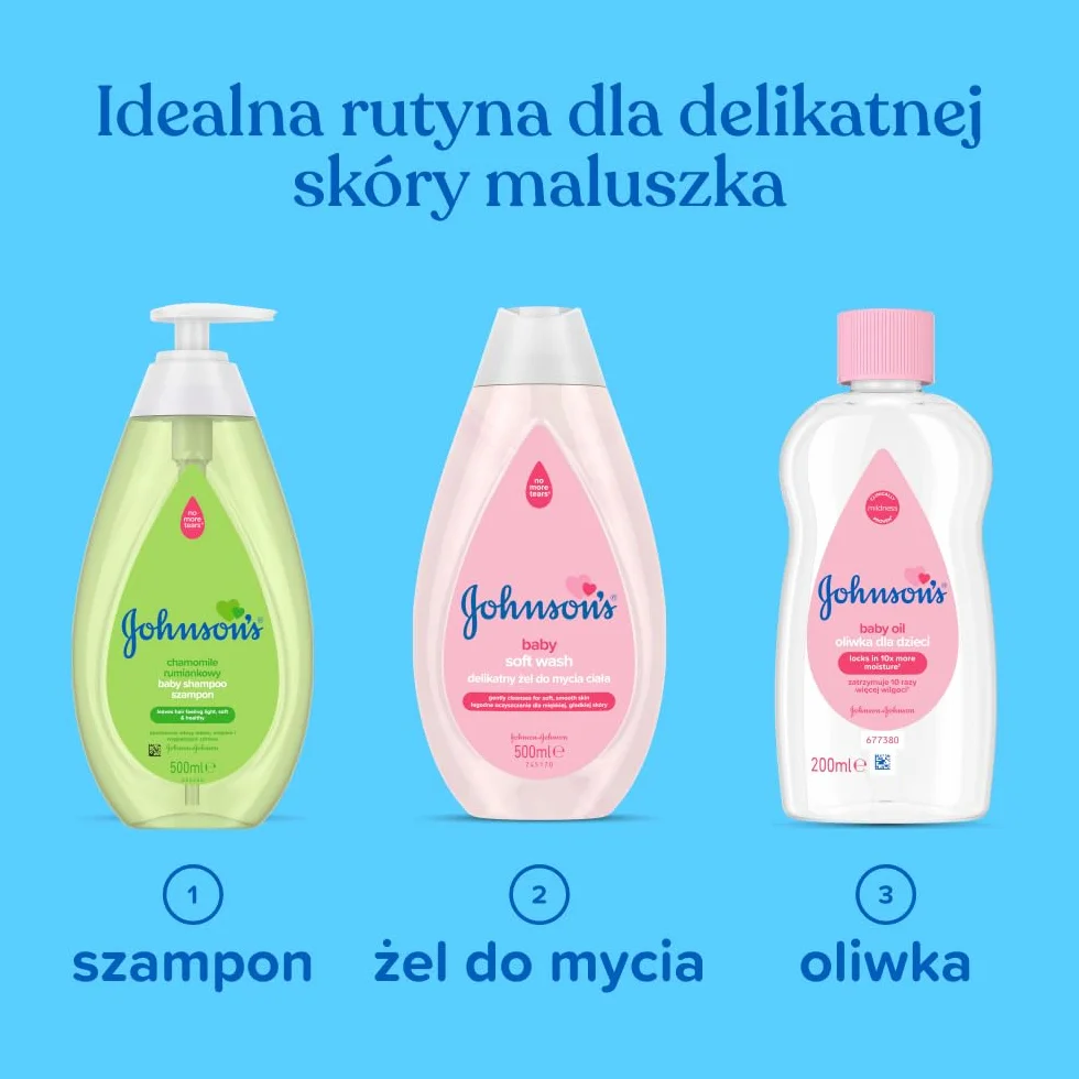 Johnson's szampon rumiankowy 500 ml, Szampon rumiankowy delikatnie oczyszcza włosy i skórę głowy. Sprawia, że włosy są lekkie, miękkie i wyglądają zdrowo.