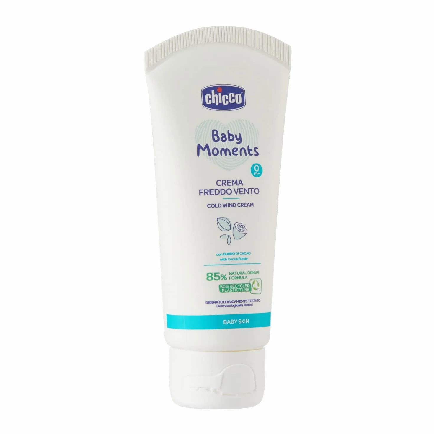 Artsana Chicco Baby Moments krem z zimnym wiatrem z masłem kakaowym i witaminą E, z naturalną formułą, 0+ miesięcy, 50 ml