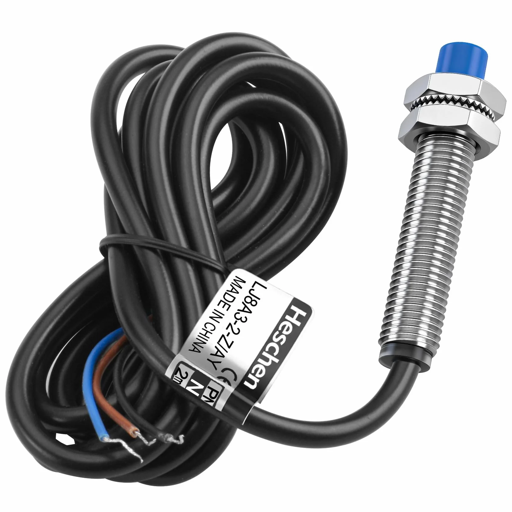 Heschen M8 Indukcyjny czujnik zbliżeniowy przełącznik nieekranowy typ LJ8A3-2-Z/AY detektor 2 mm 10-30 V DC 200 mA PNP normalnie zamknięty (NC) 3-przewodowy