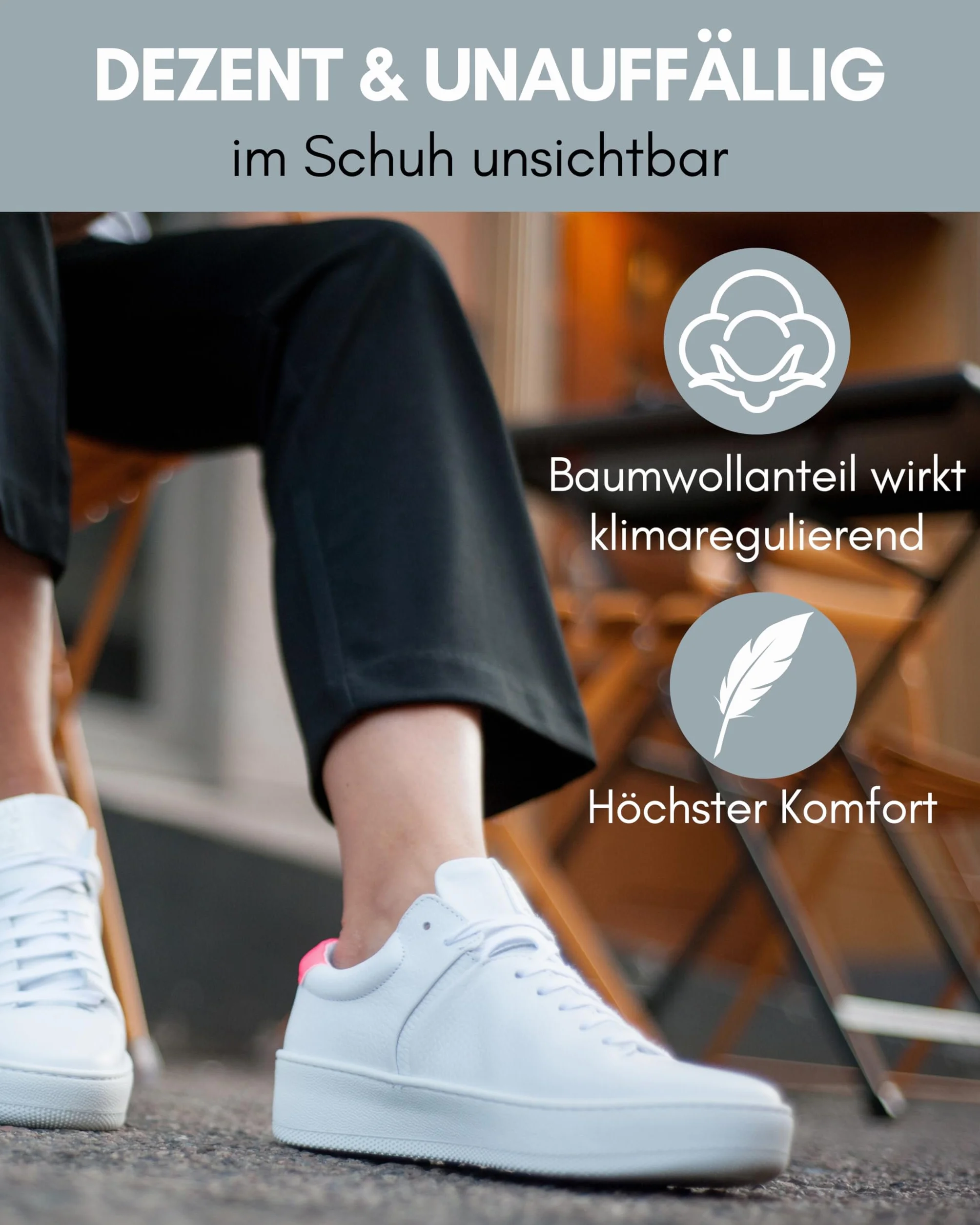 HELDENWERK 10 par niewidoczne skarpety do sneakersów – oddychające, czarne, białe, szare