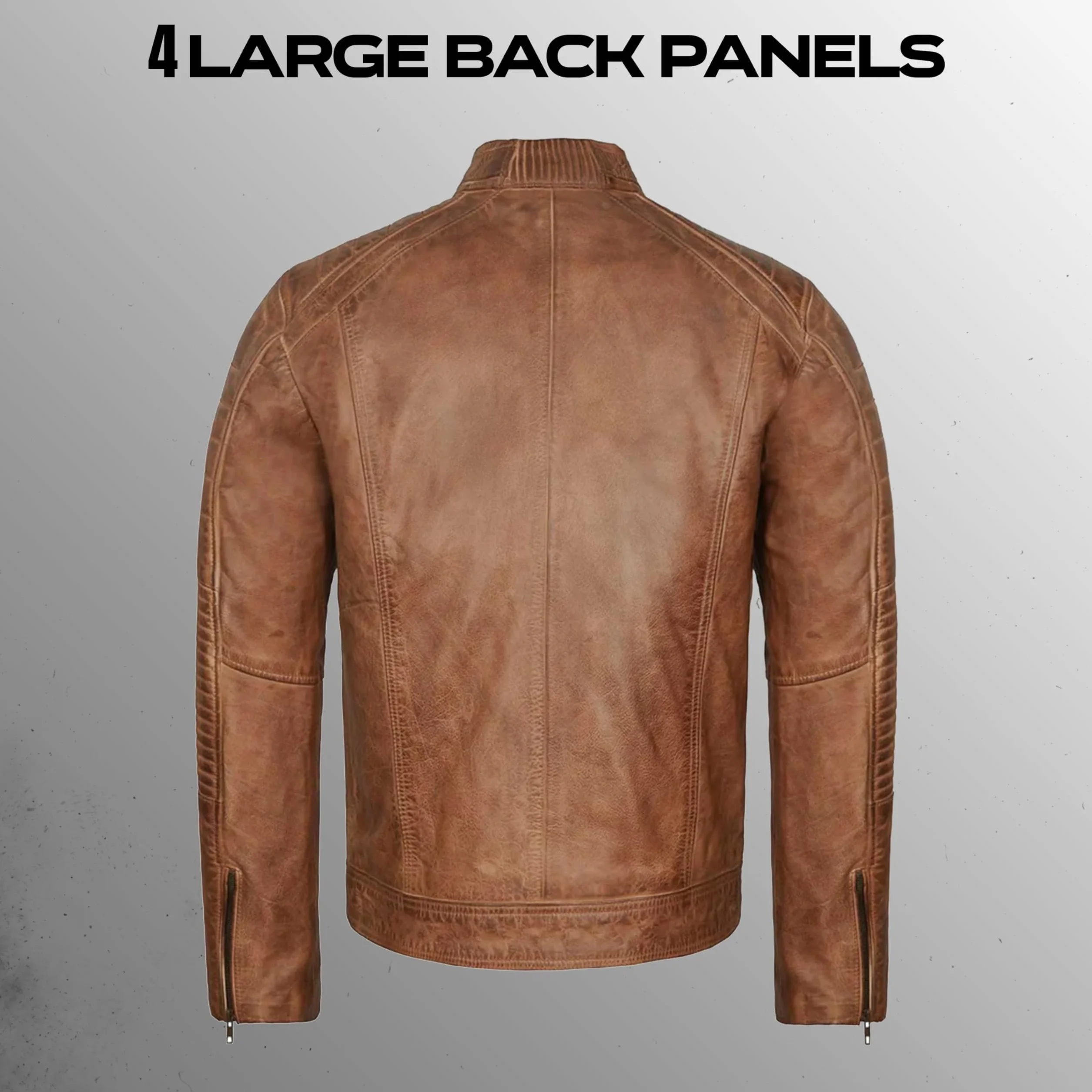 Leatherick Męska skórzana kurtka - postarzana brązowa skóra bydlęca styl retro vintage kurtka motocyklowa z wieloma kieszeniami