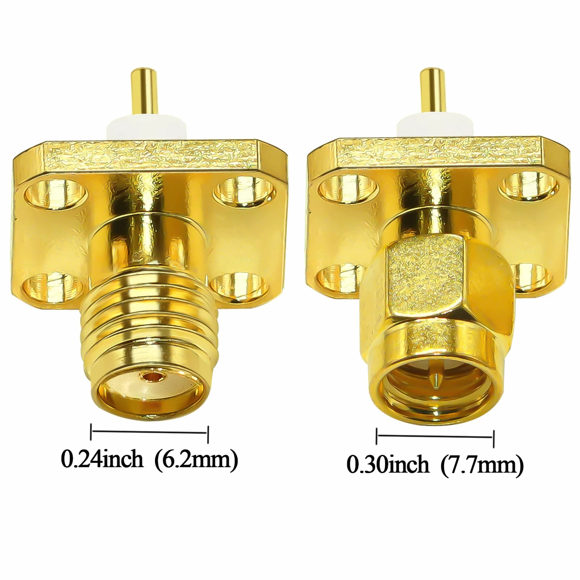 TUOLNK Złącze do montażu panelowego SMA 4-otworowa obudowa kołnierzowa adapter koncentryczny SMA żeńskie gniazdo montażowe panel słupkowy prosty izolator PCB koncentryczny konwerter 2 szt